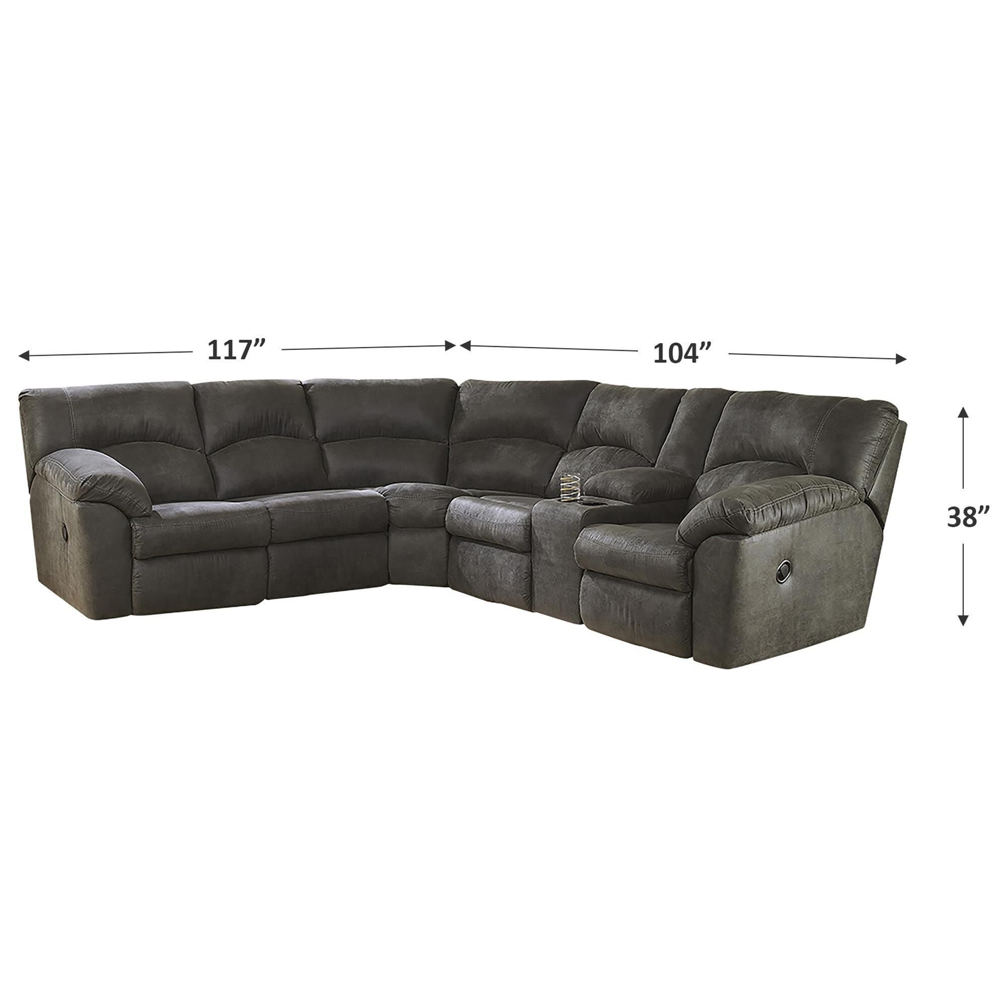 Ashley Tambo 2-Piece Manual Reclining Curved Sectional in Gray, , large