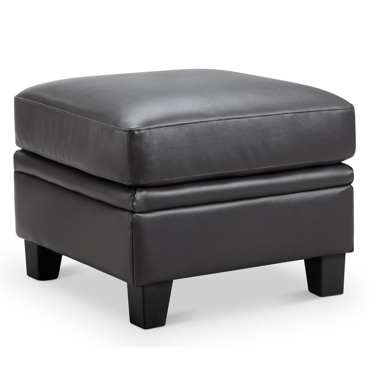 Italiano Furniture Fletcher Leather Ottoman in Charcoal Gray, , large