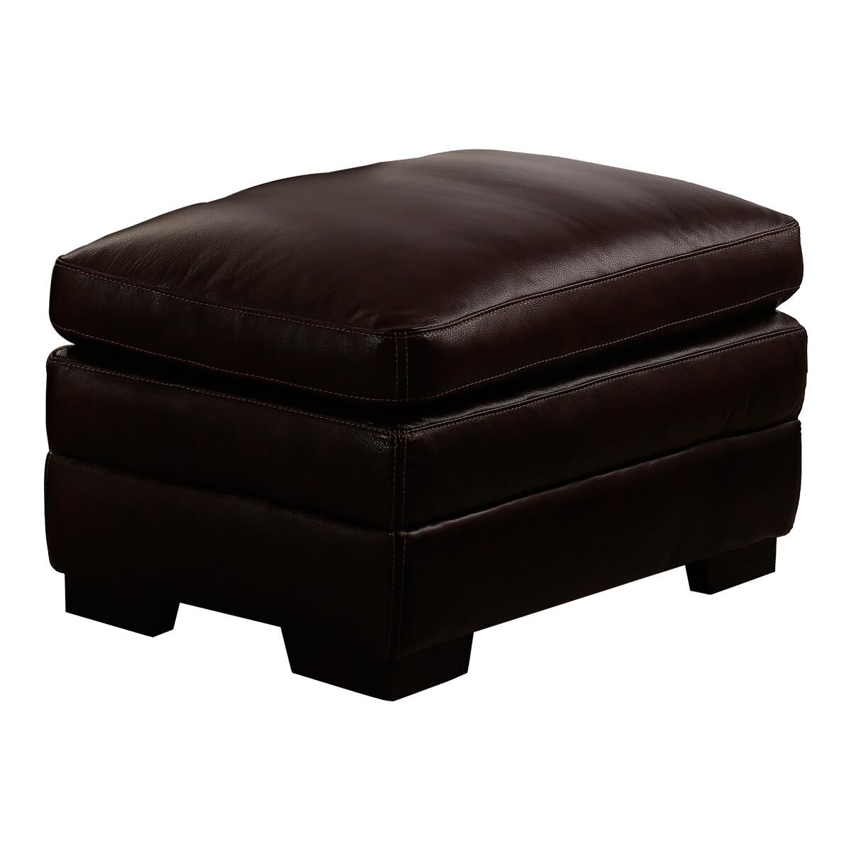 at HOME Leather Ottoman in Amarillo Walnut, , large
