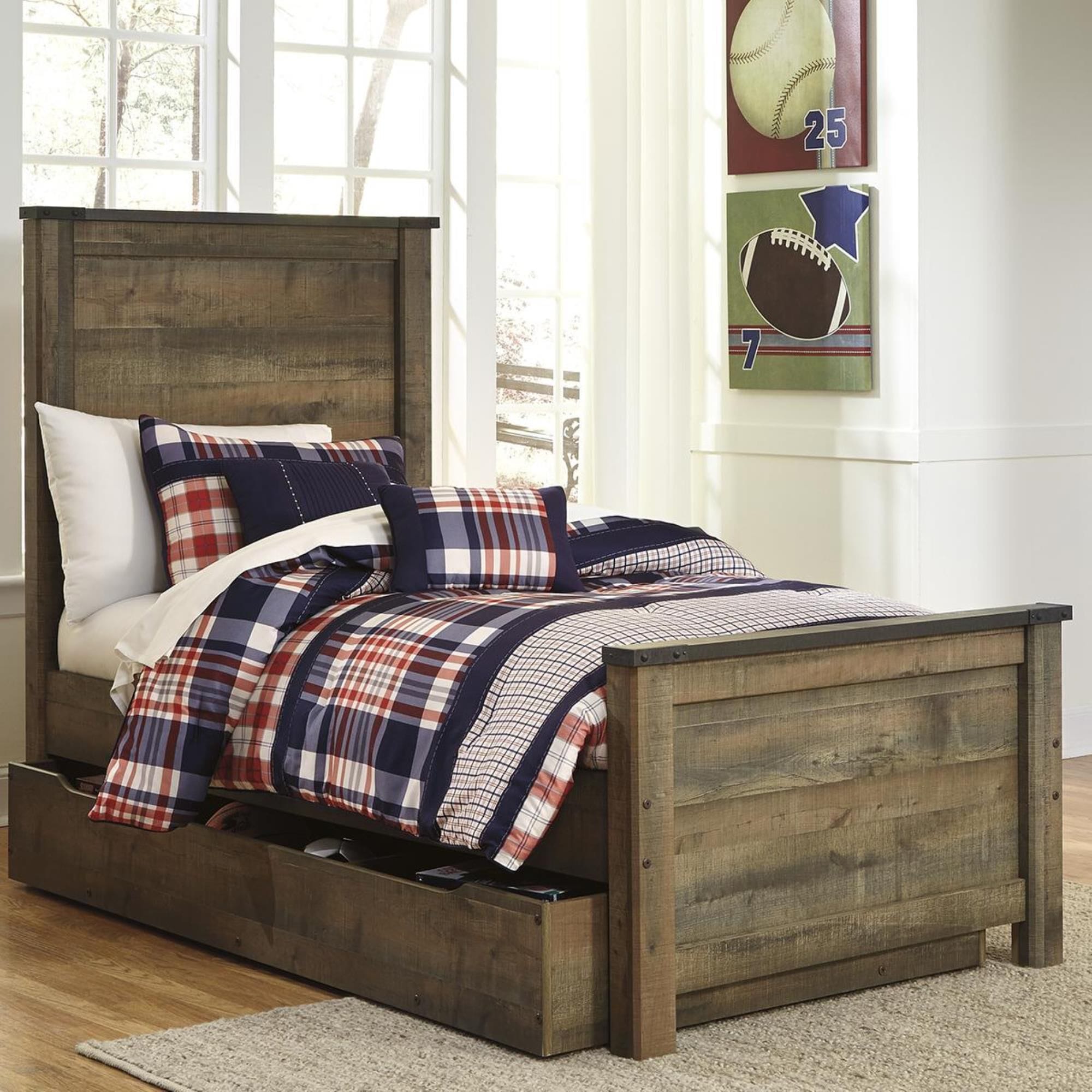 Signature Design by Ashley Trinell Twin Storage Bed in Brown, , large