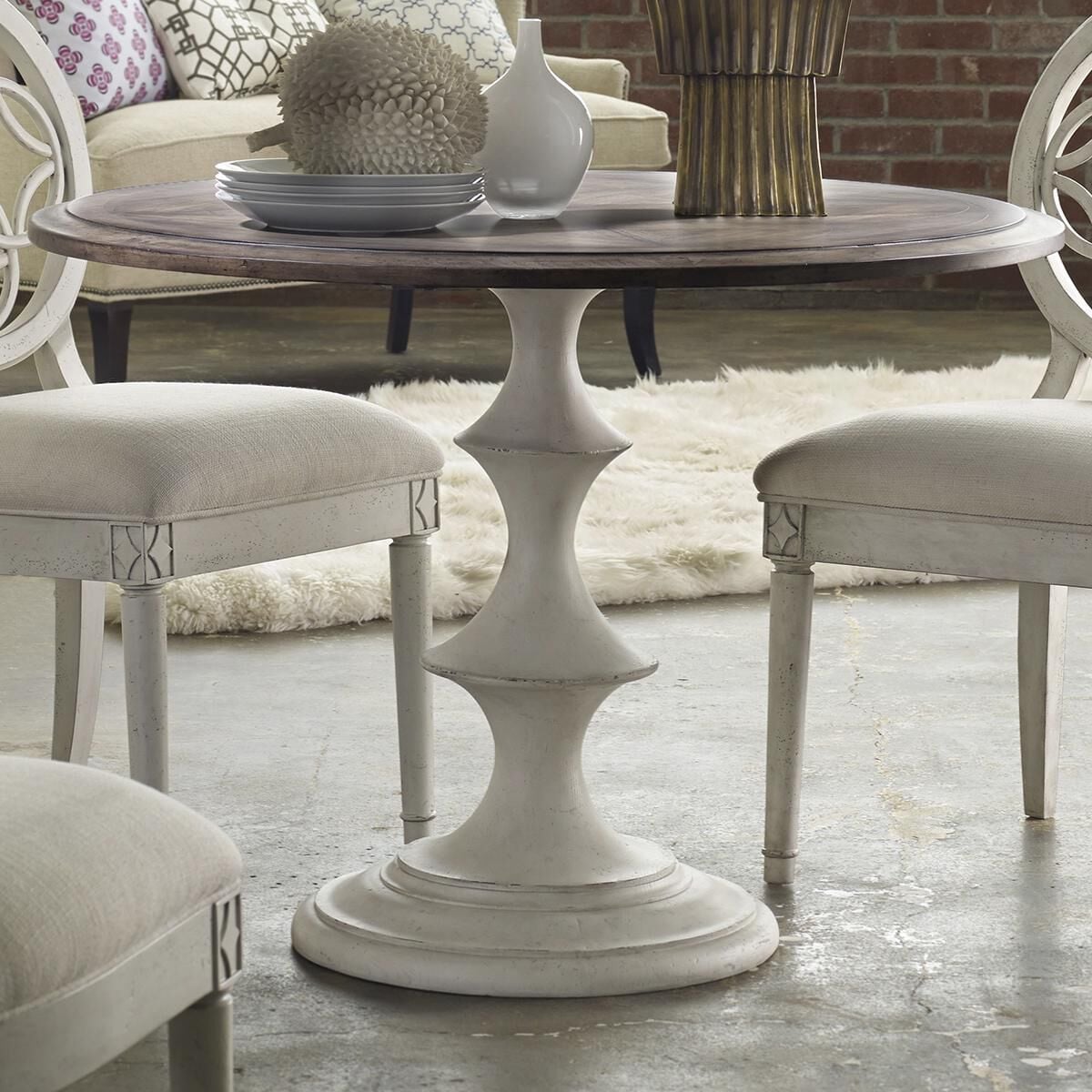 Hooker Furniture Melange Brynlee 42" Table in Walnut and White - Table Only, , large