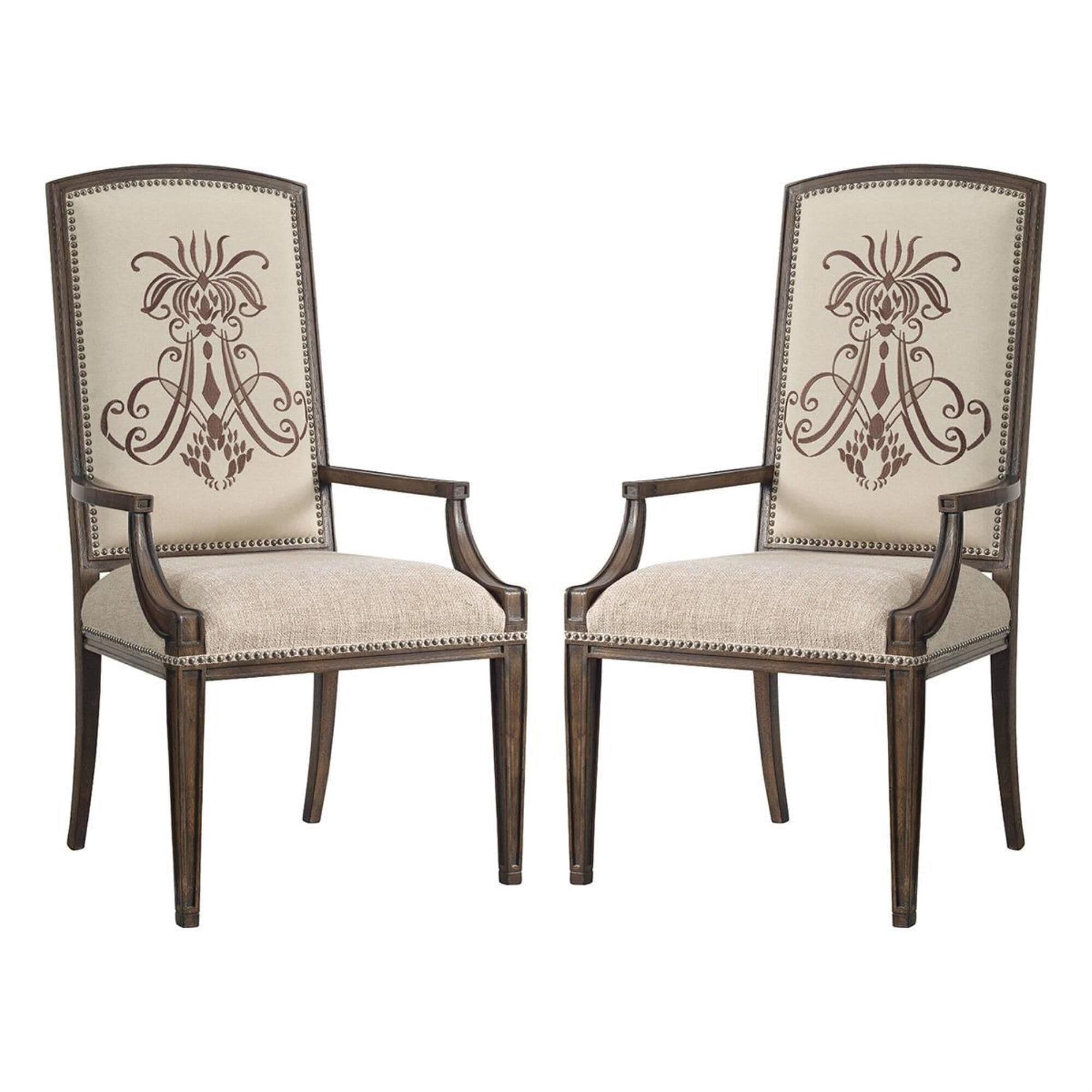 Hooker Furniture Rhapsody Insignia Arm Chair in Rustic Walnut (Set of 2), , large