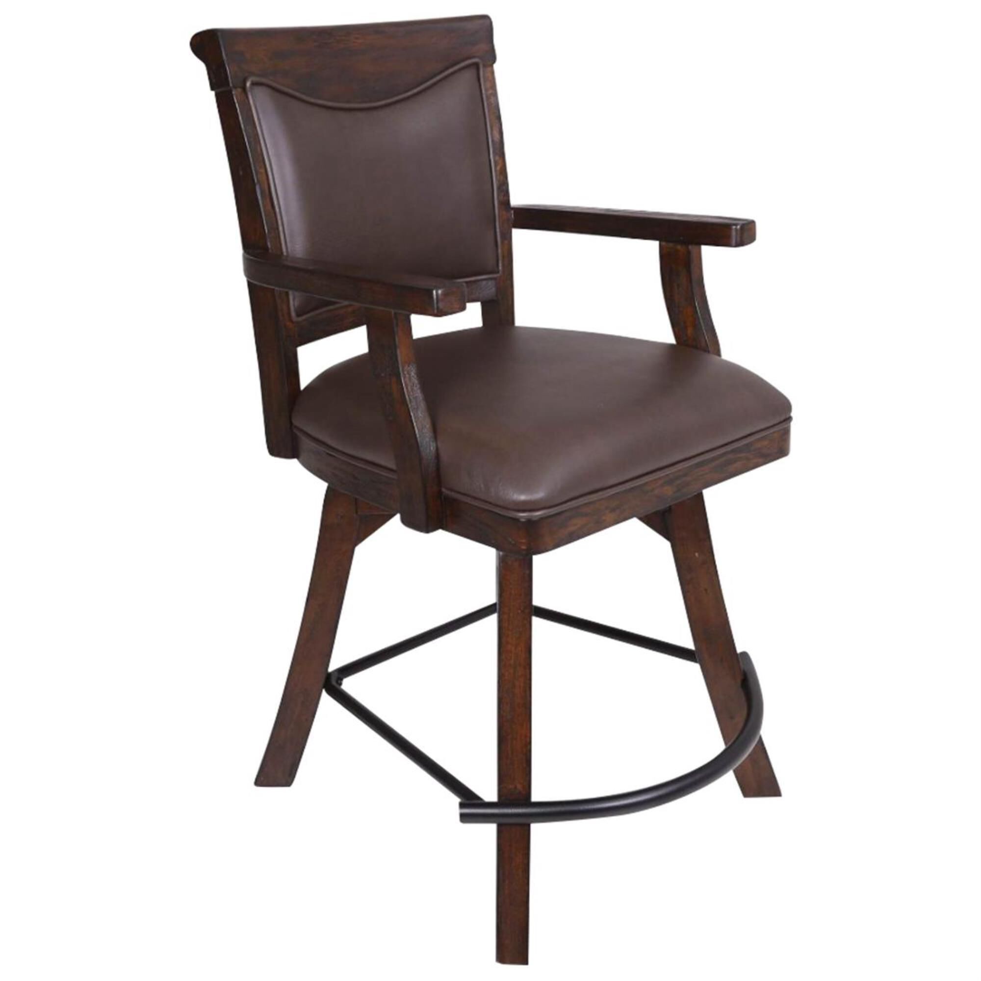 Radius Gettysburg Spectator Counter Stool with Brown Cushion in Rich Oak, , large