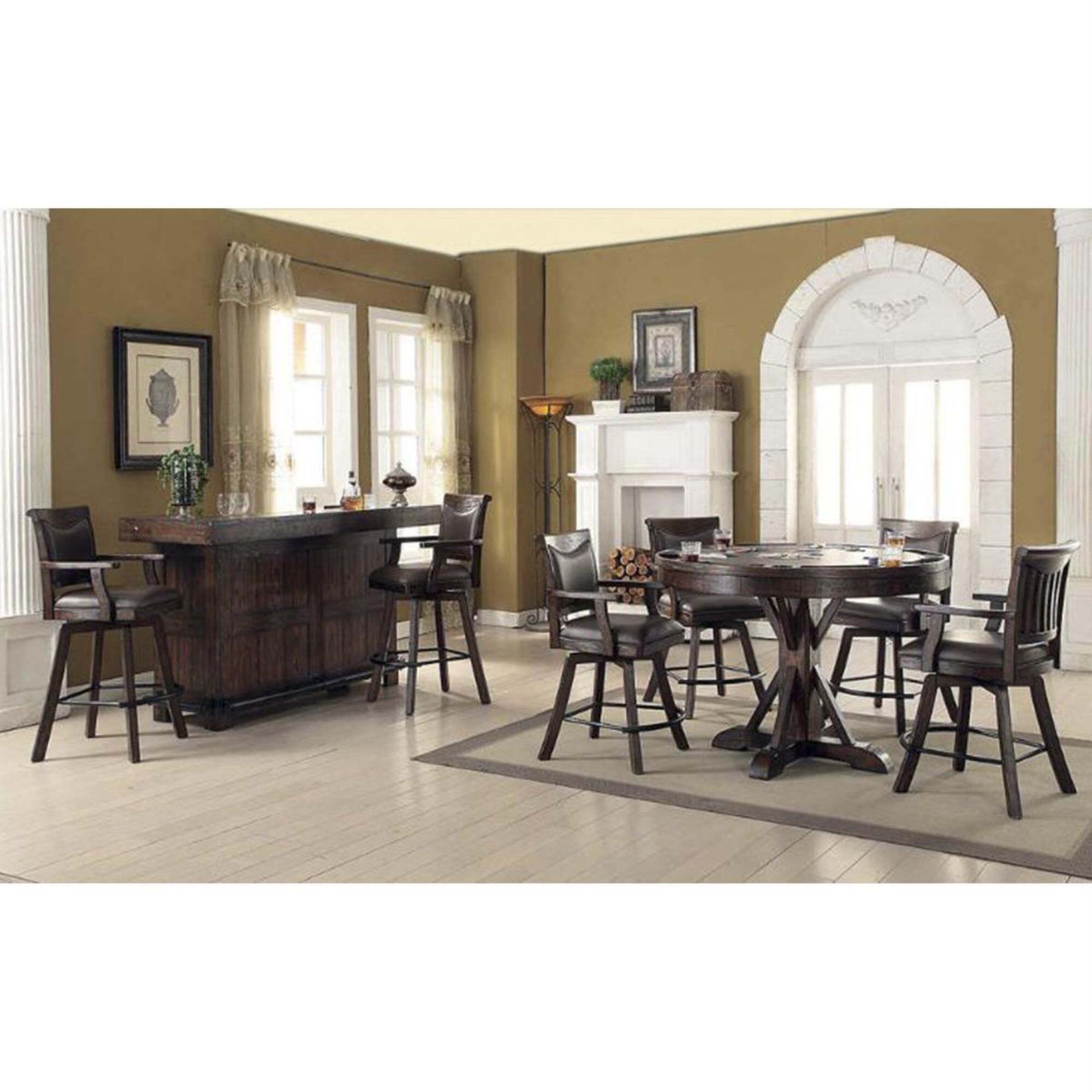 Radius Gettysburg Spectator Counter Stool with Brown Cushion in Rich Oak, , large