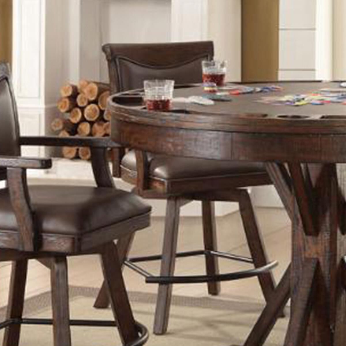 Radius Gettysburg 5-Piece Round Game Table Set in Chestnut Oak, , large