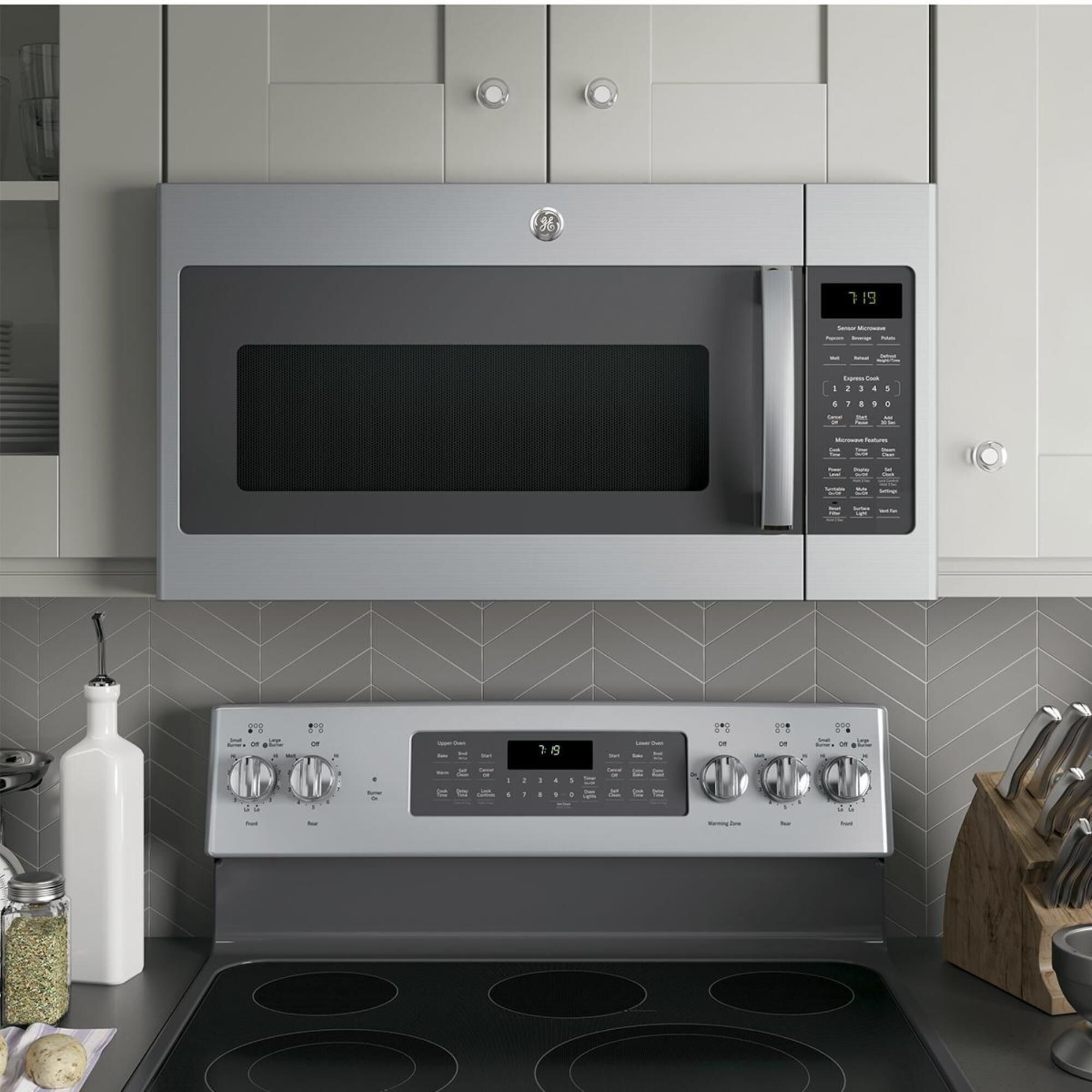 GE Appliances 1.9 Cu. Ft. Over-the-Range Microwave with Sensor in Stainless Steel