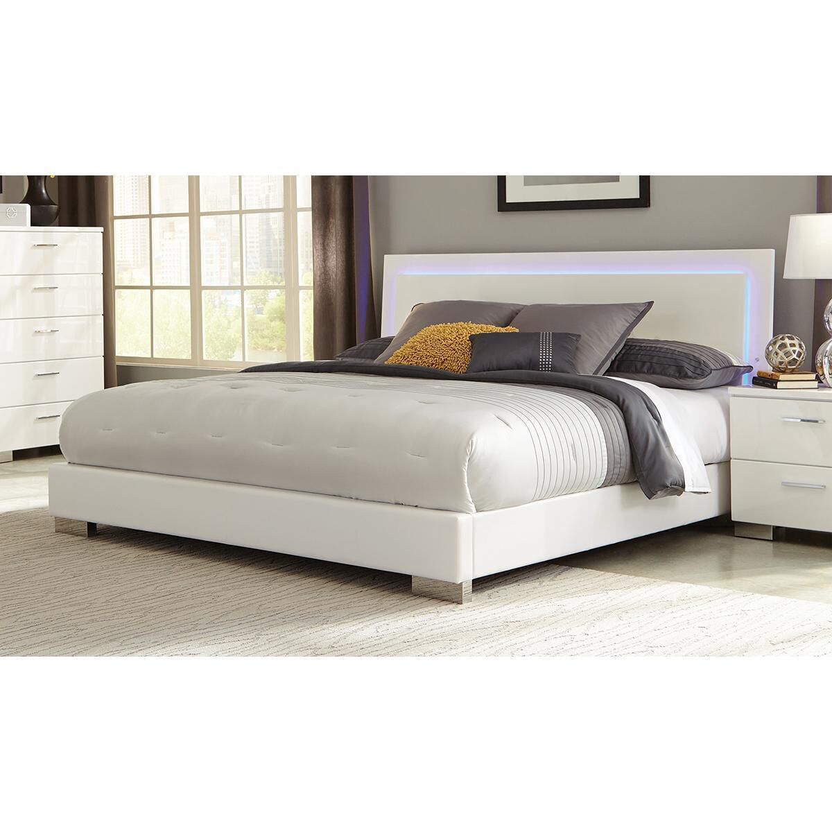 Pacific Landing Felicity Queen Low Profile Bed with LED Backlight