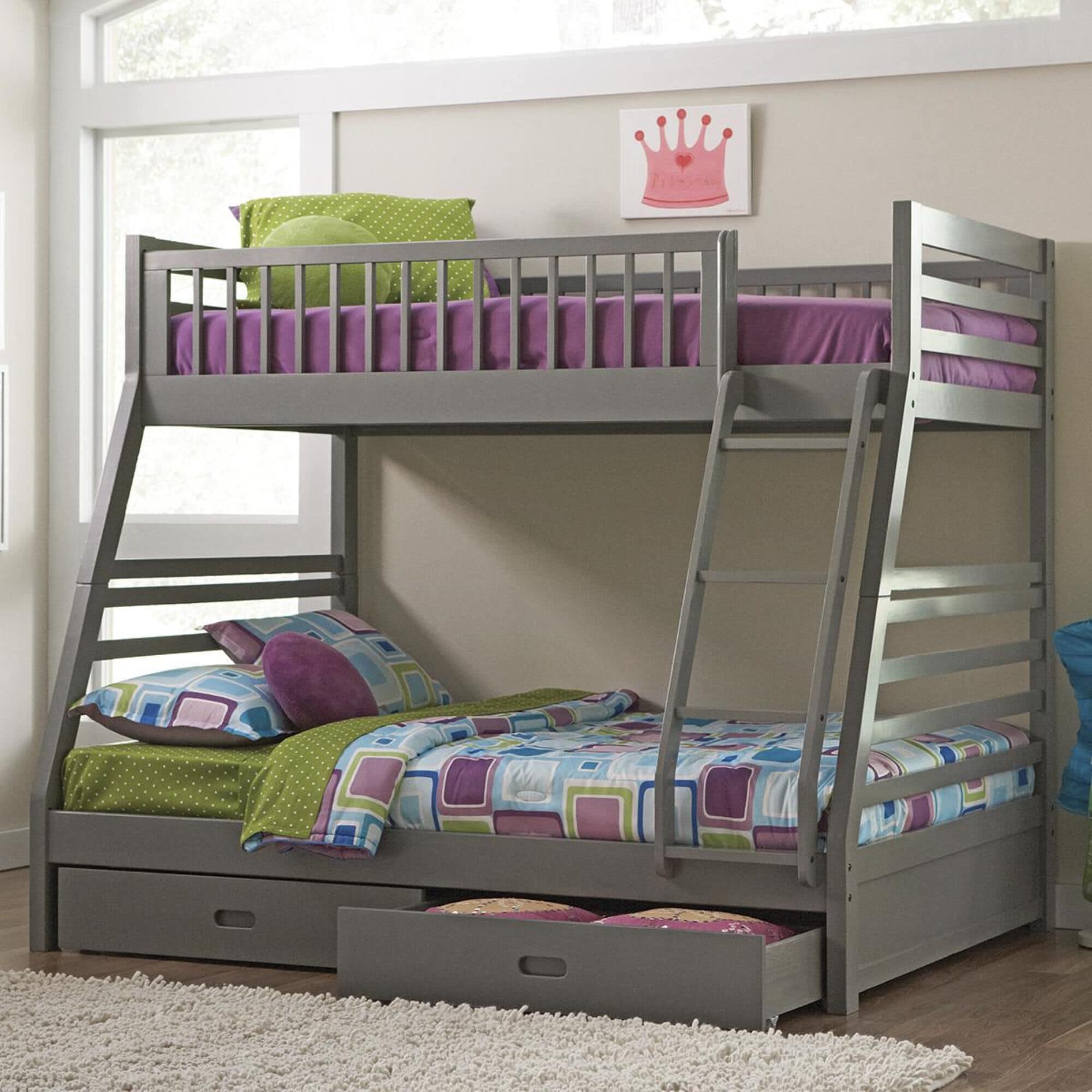 Pacific Landing Bunks Twin over Full Bunk Bed in Grey, , large