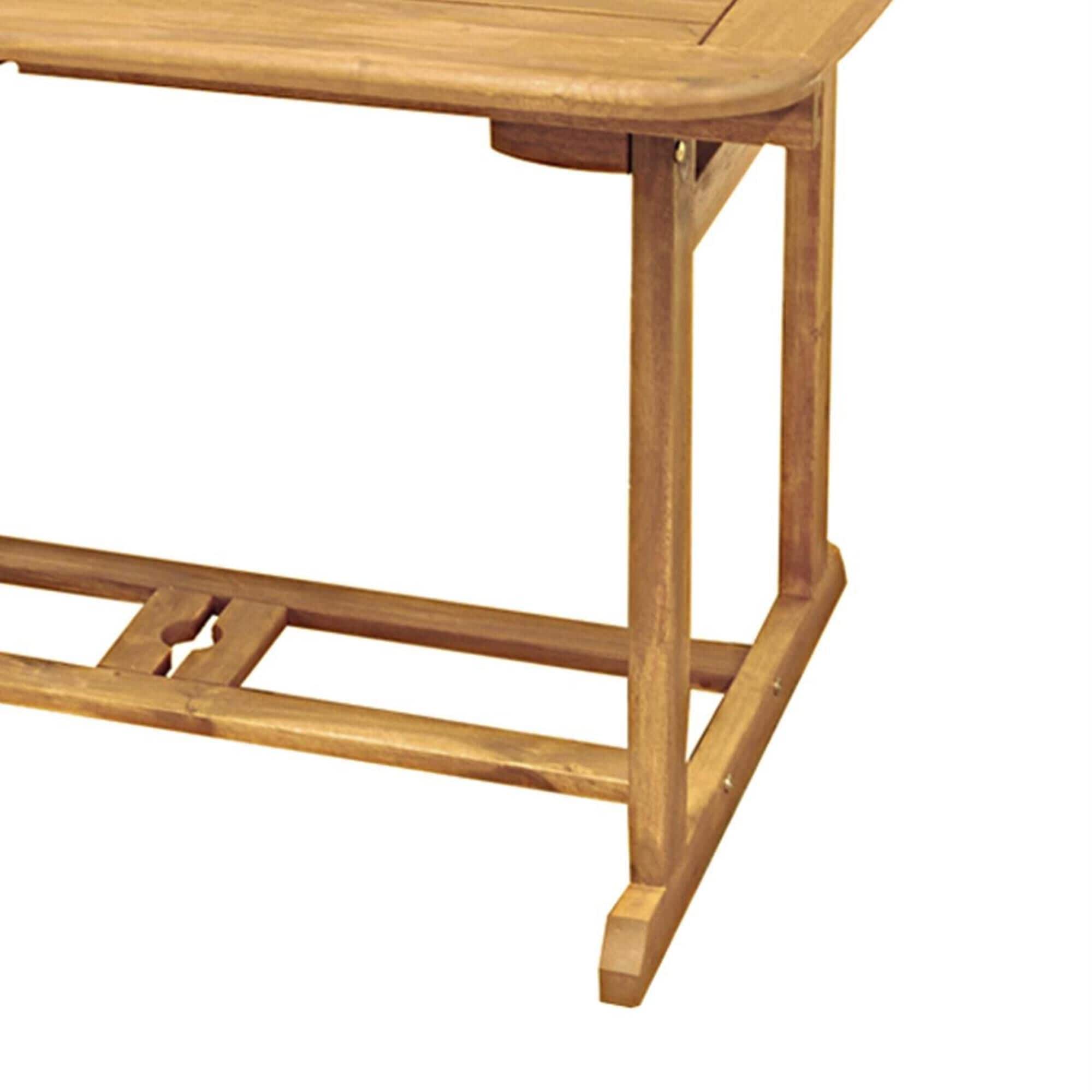 Walker Edison Acacia Wood Patio Butterfly Dining Table in Dark Brown, , large