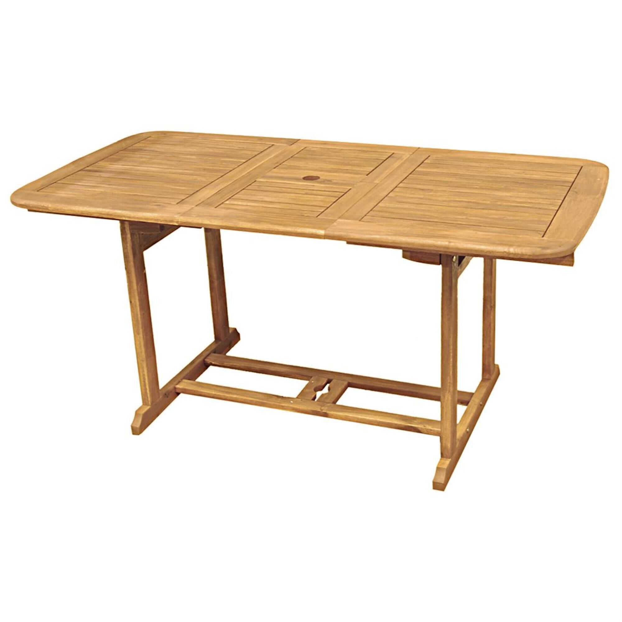 Walker Edison Acacia Wood Patio Butterfly Dining Table in Dark Brown, , large