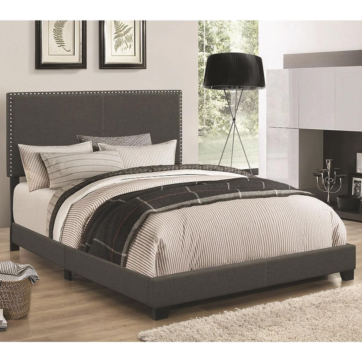 Pacific Landing Boyd Queen Upholstered Panel Bed in Charcoal, , large
