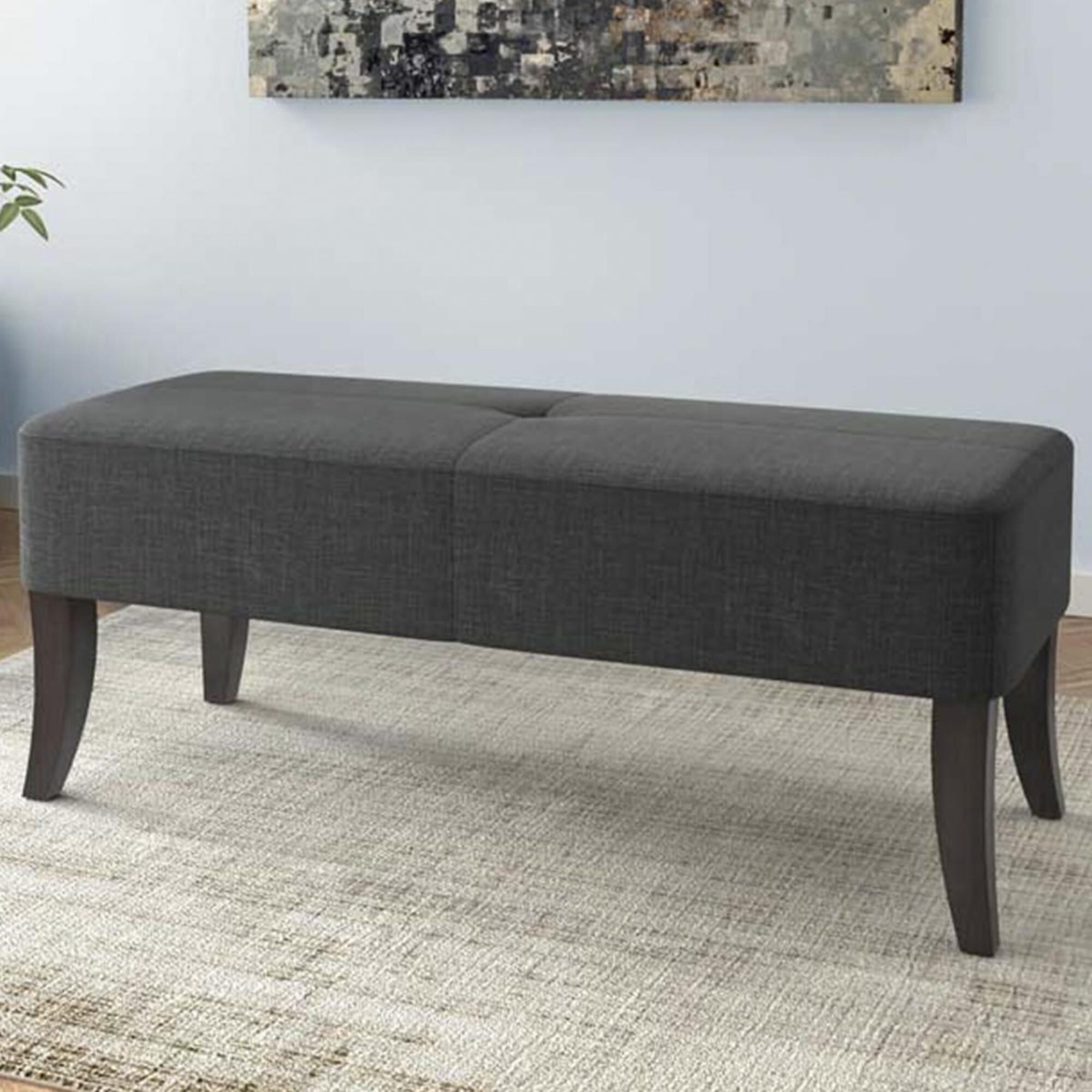 CorLiving Antonio 46" Bench with Espresso Legs in Dark Grey, , large