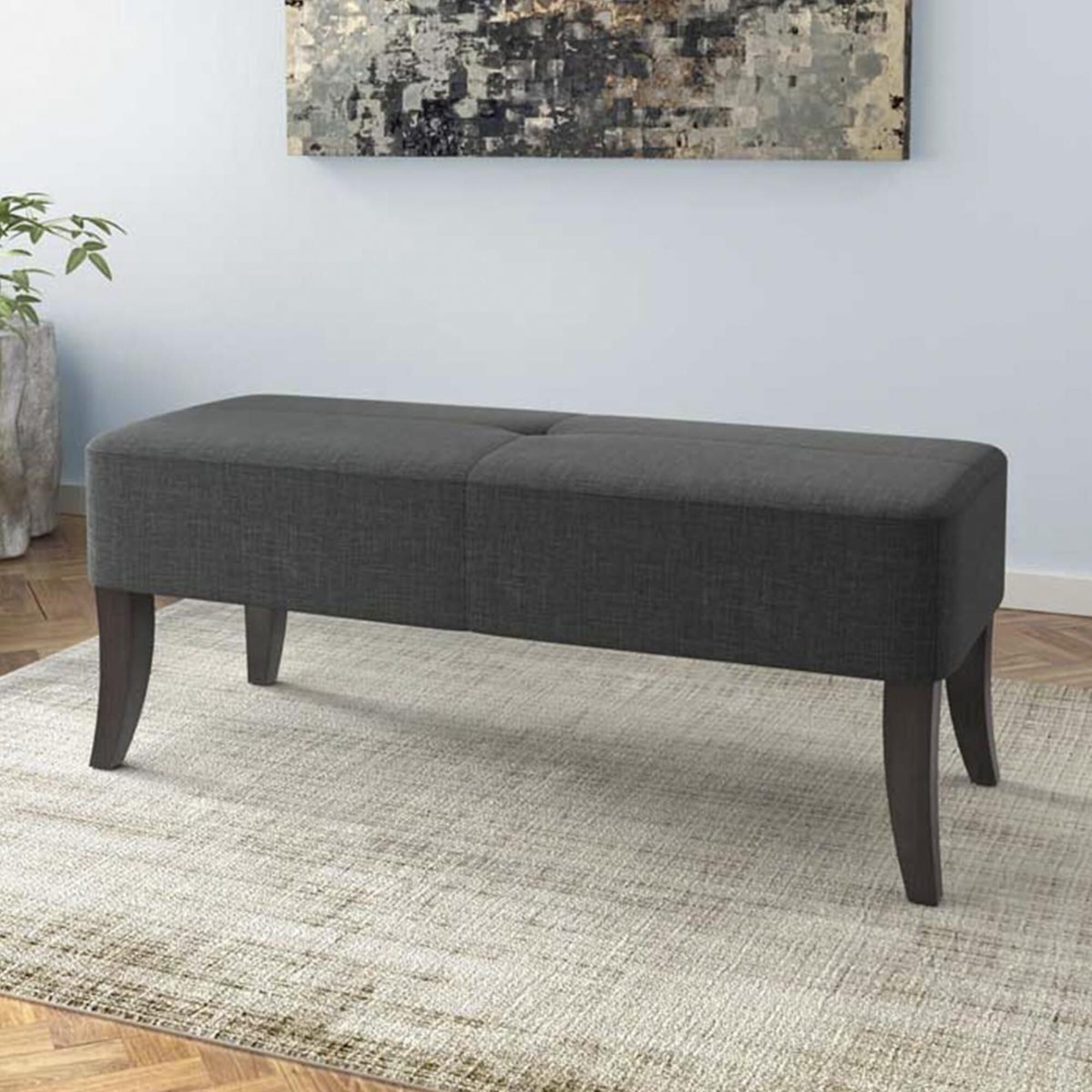 CorLiving Antonio 46" Bench with Espresso Legs in Dark Grey, , large