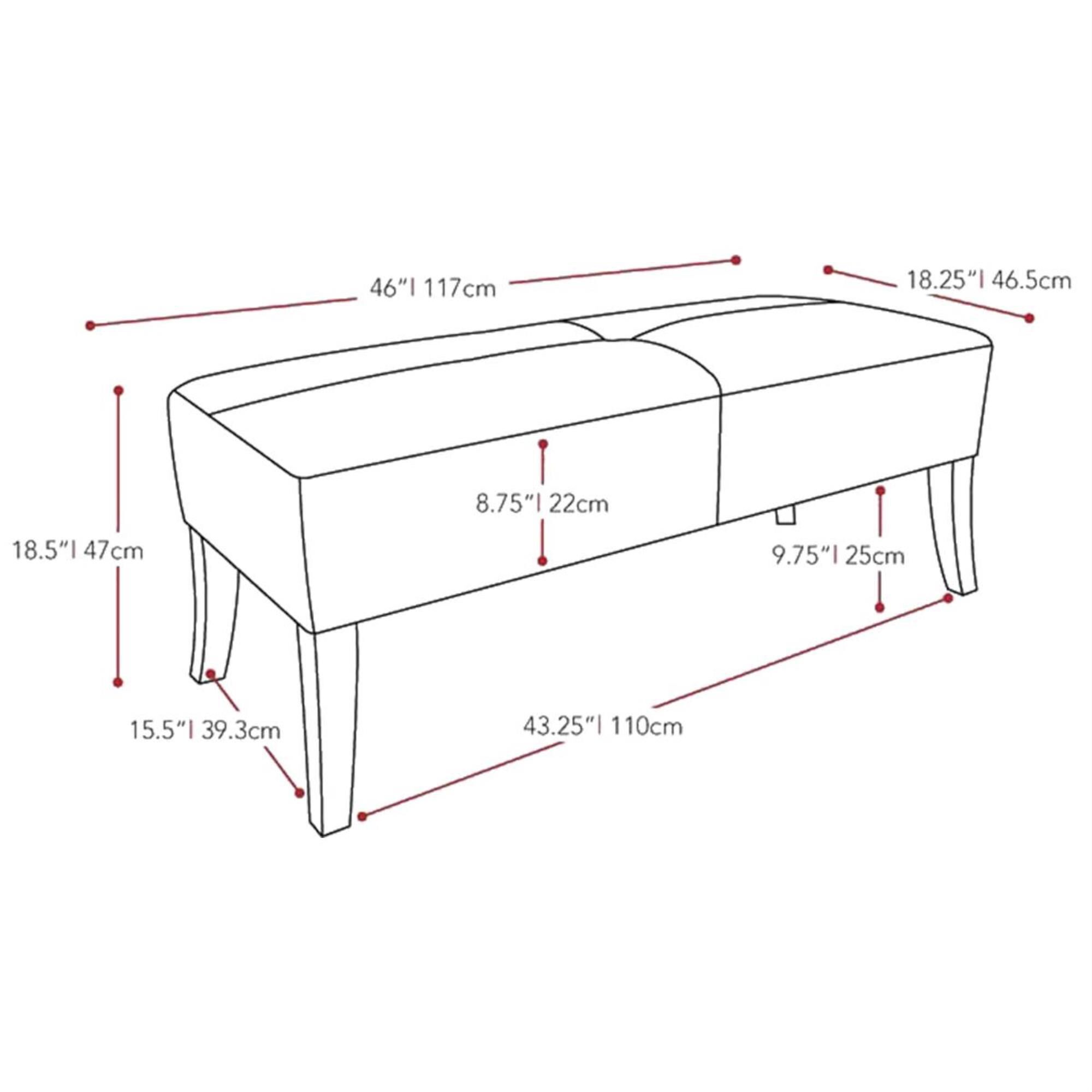 CorLiving Antonio 46" Bench with Espresso Legs in Dark Grey, , large