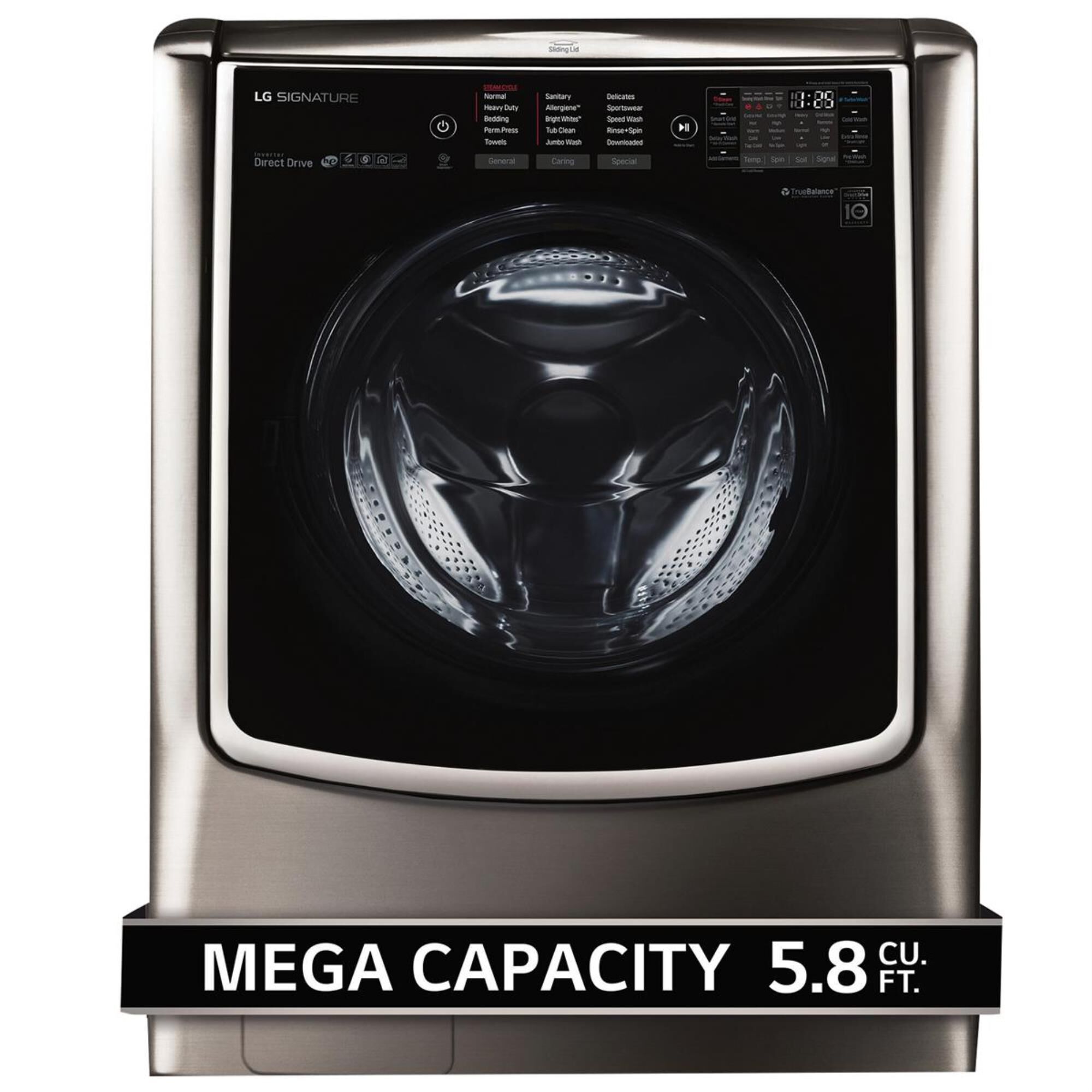 LG SIGNATURE 5.8 Cu Ft. Mega Capacity Washer in Black Stainless Steel, , large