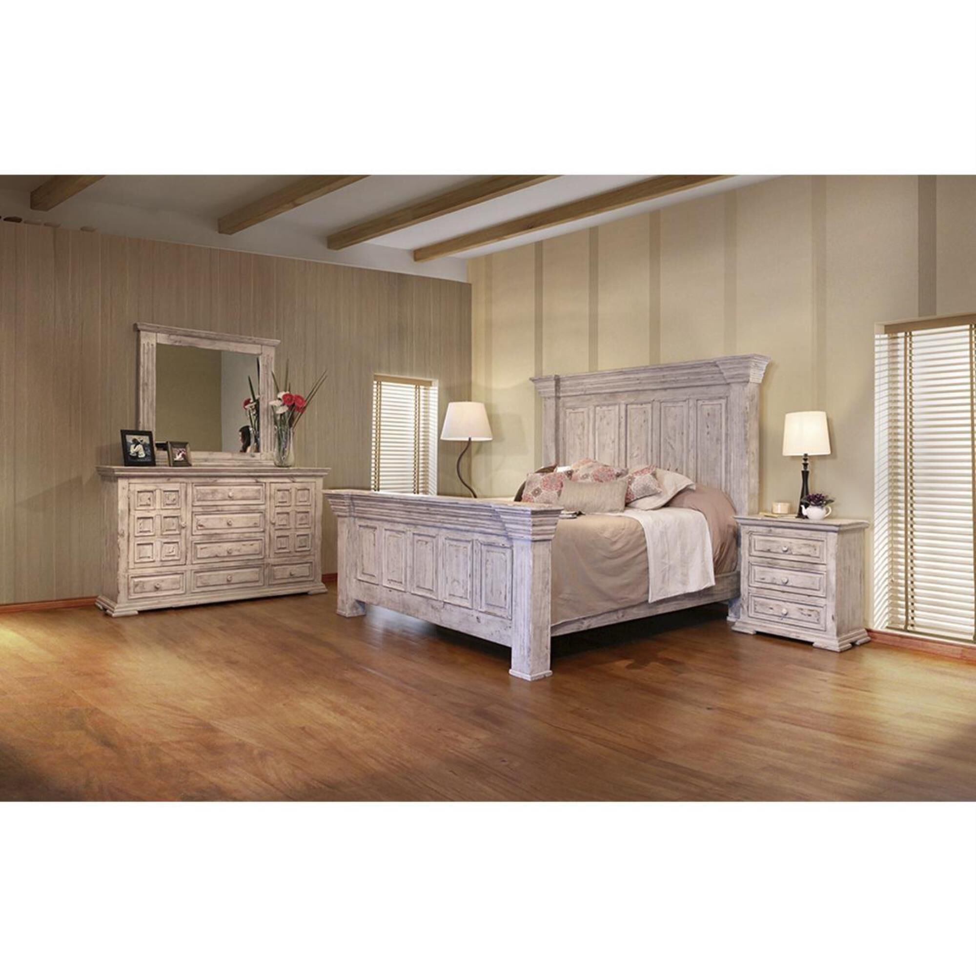 Fallridge Terra White 4 Piece Queen Bedroom Set in Vintage White, , large