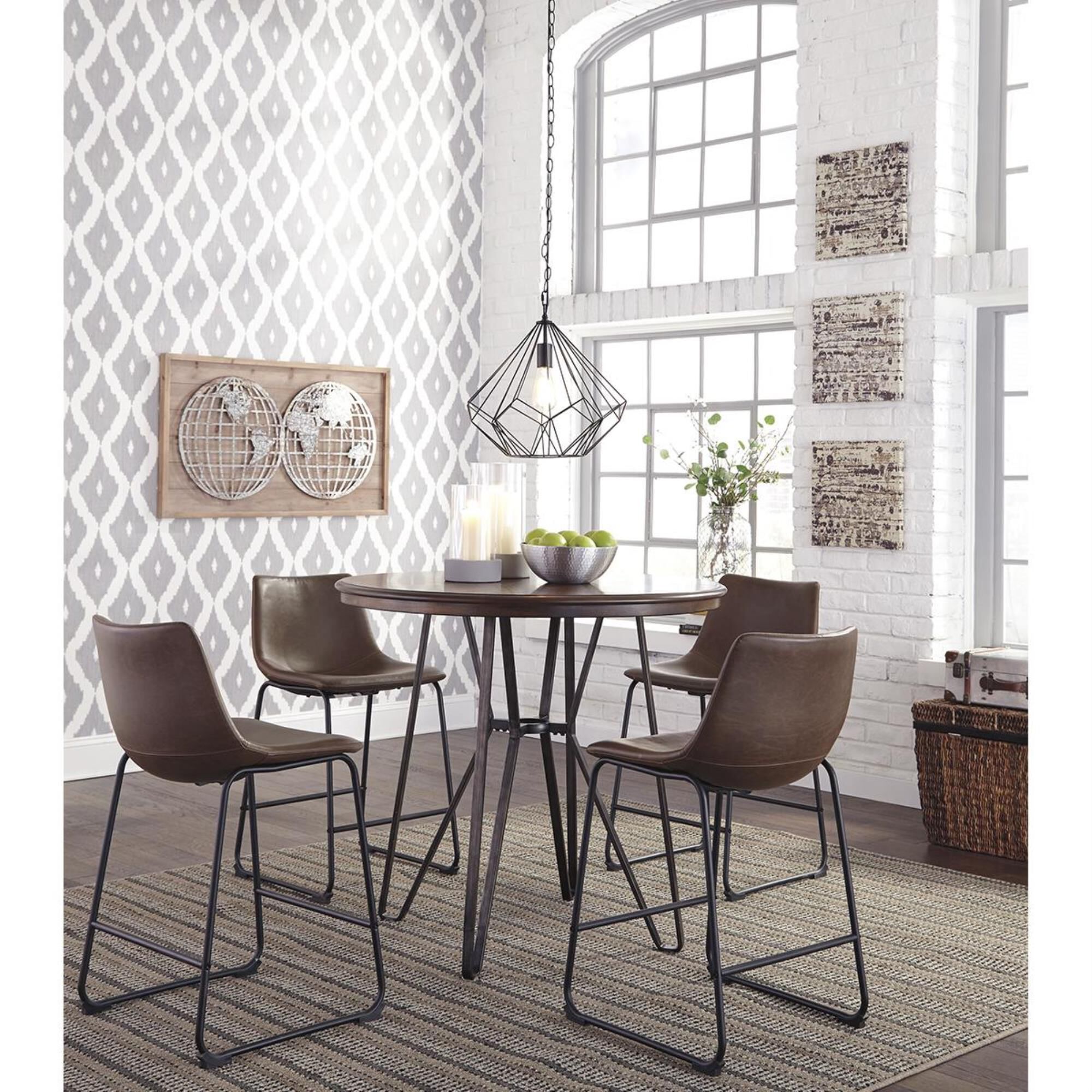 Signature Design by Ashley Centiar 24" Upholstered Counter Stool in Brown and Black, , large