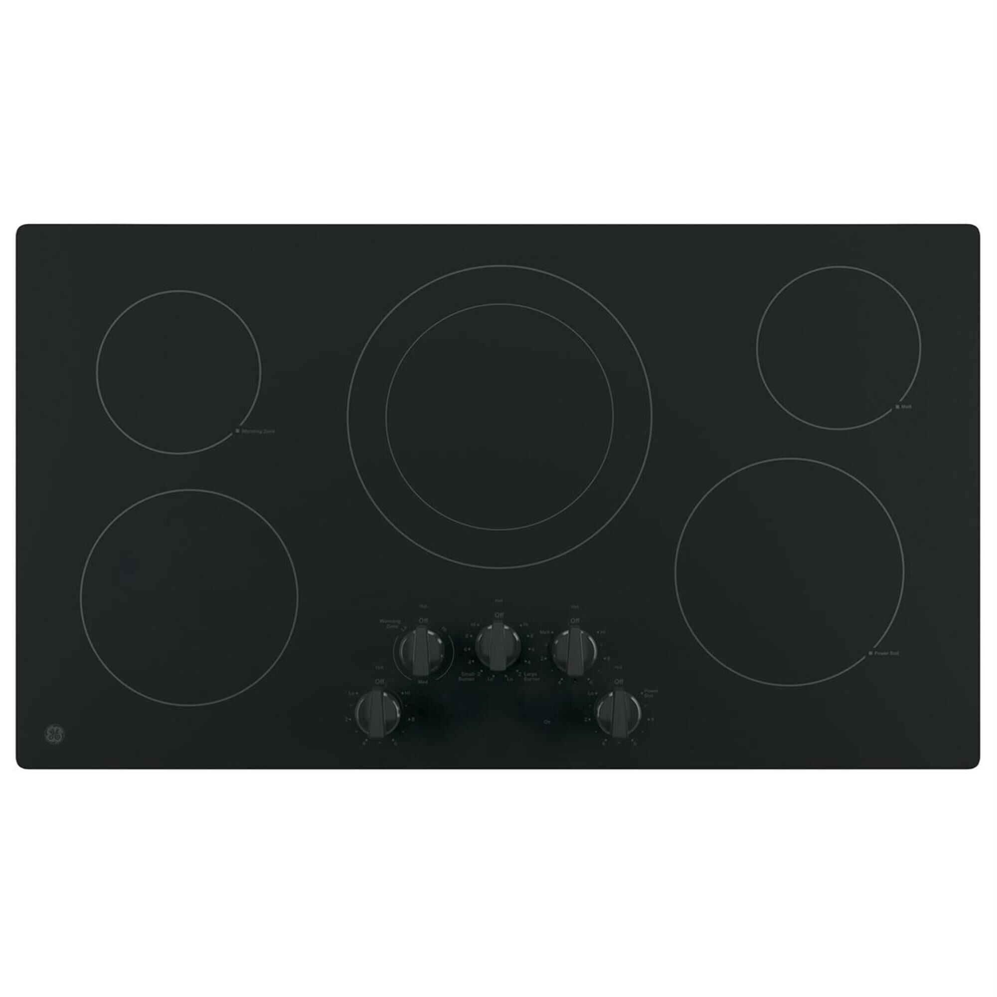 GE Appliances 36" Built-In Knob Control Electric Cooktop in Black, , large