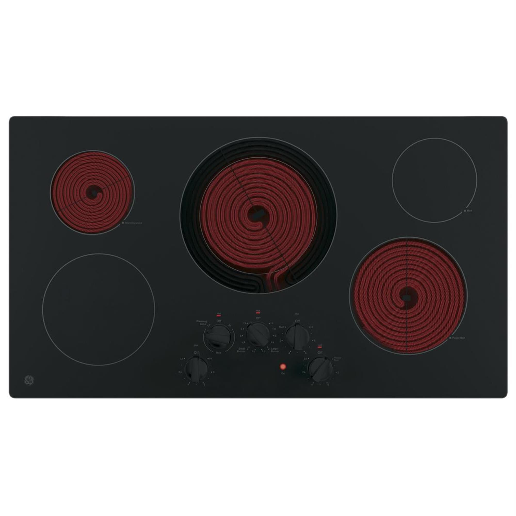 GE Appliances 36" Built-In Knob Control Electric Cooktop in Black, , large