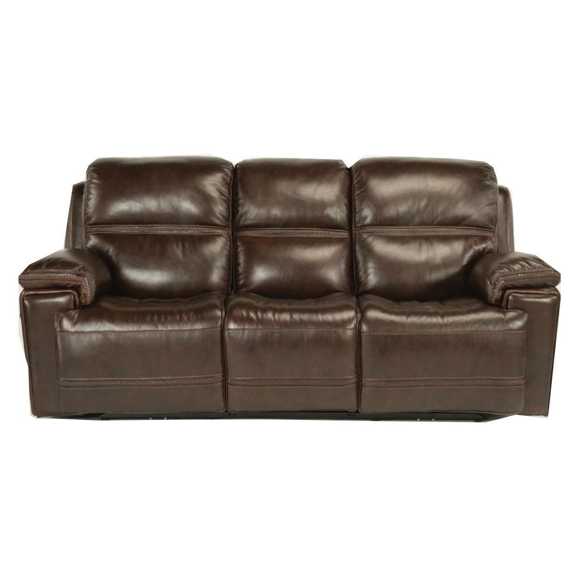 Flexsteel Fenwick Leather Power Reclining Sofa in Dark Brown, , large