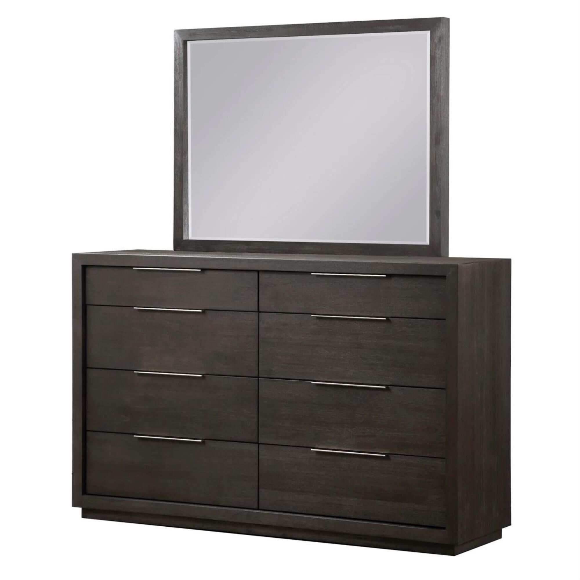 Living Essentials Oxford 8 Drawer Dresser and Mirror in Basalt Grey, , large