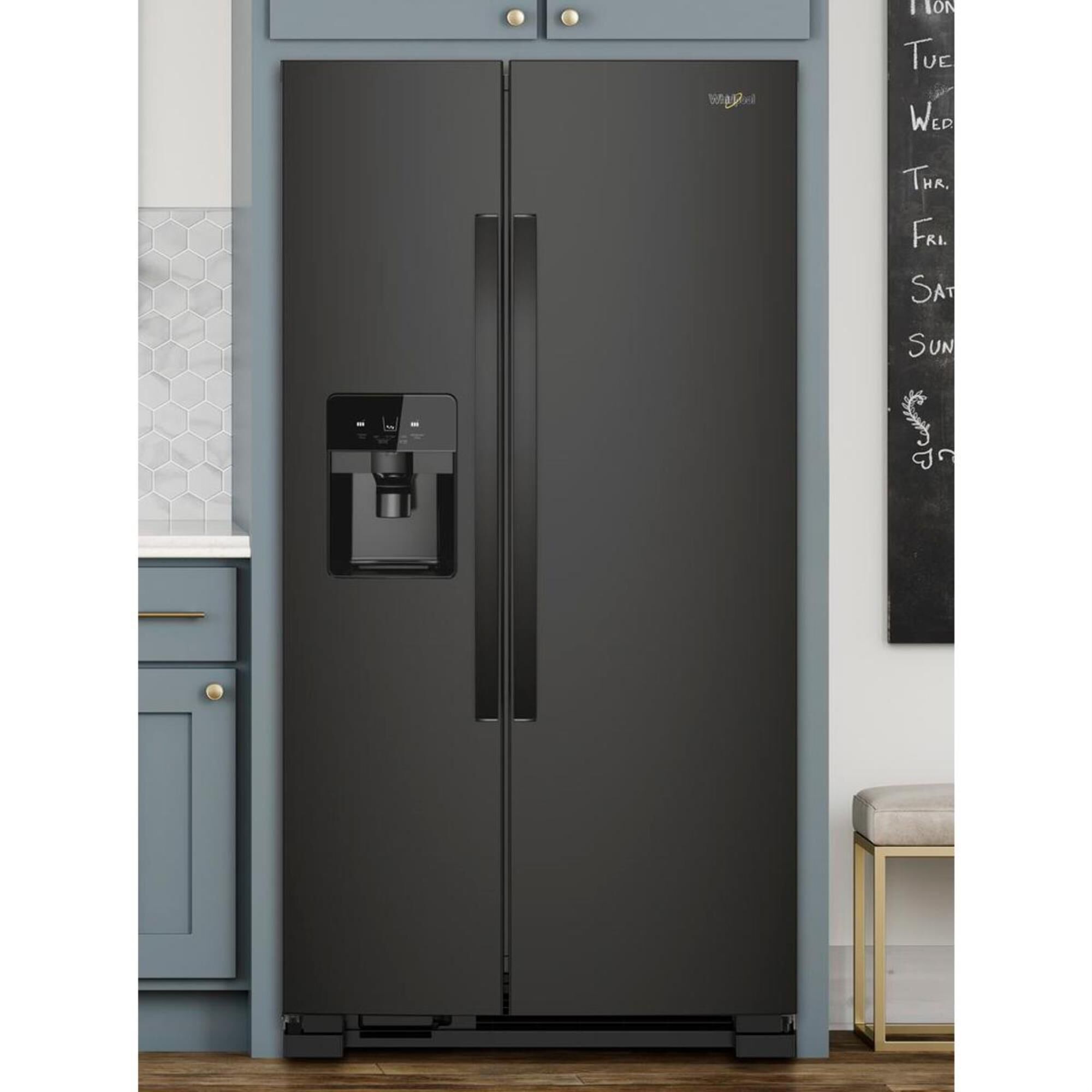 Whirlpool 24.6 Cu. Ft. 36" Wide Side-by-Side Refrigerator in Black, , large