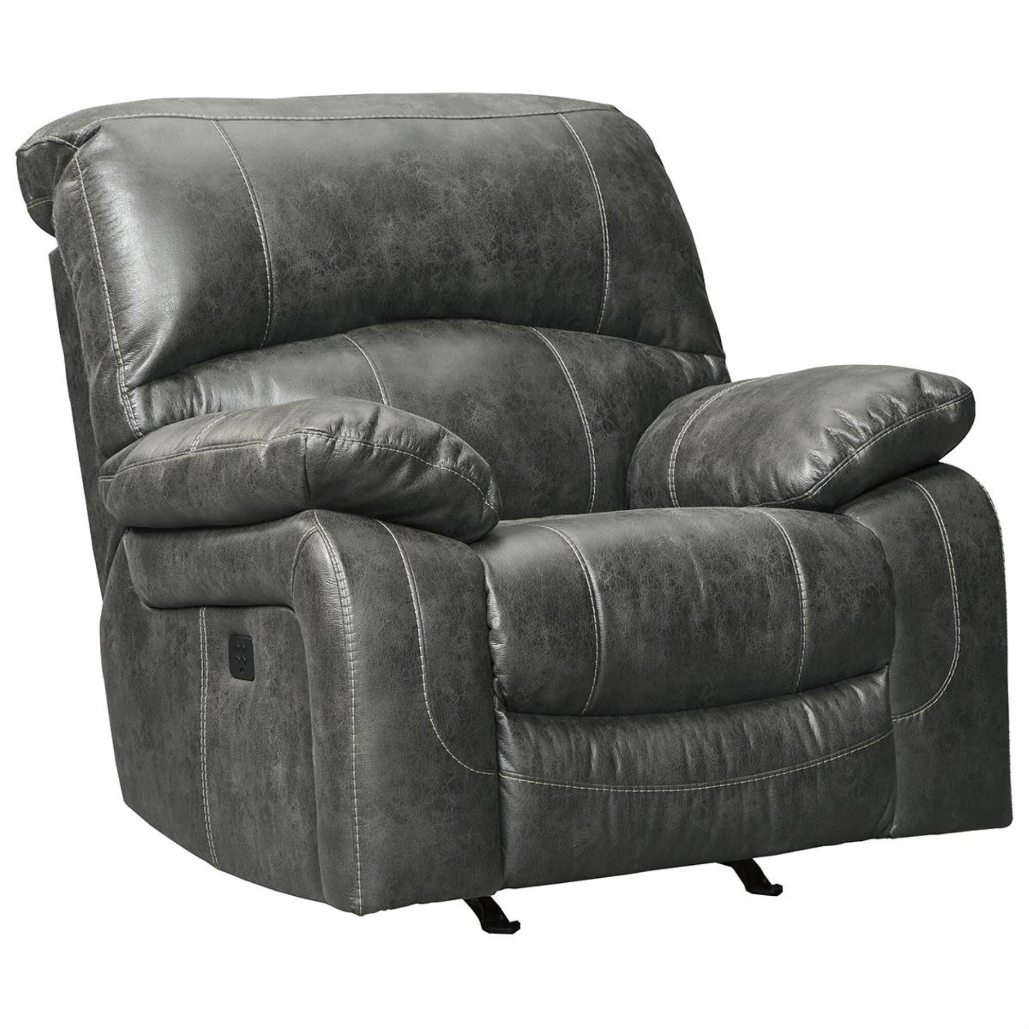 Signature Design by Ashley Dunwell Power Rocker Recliner with Adjustable Headrest in Steel, , large