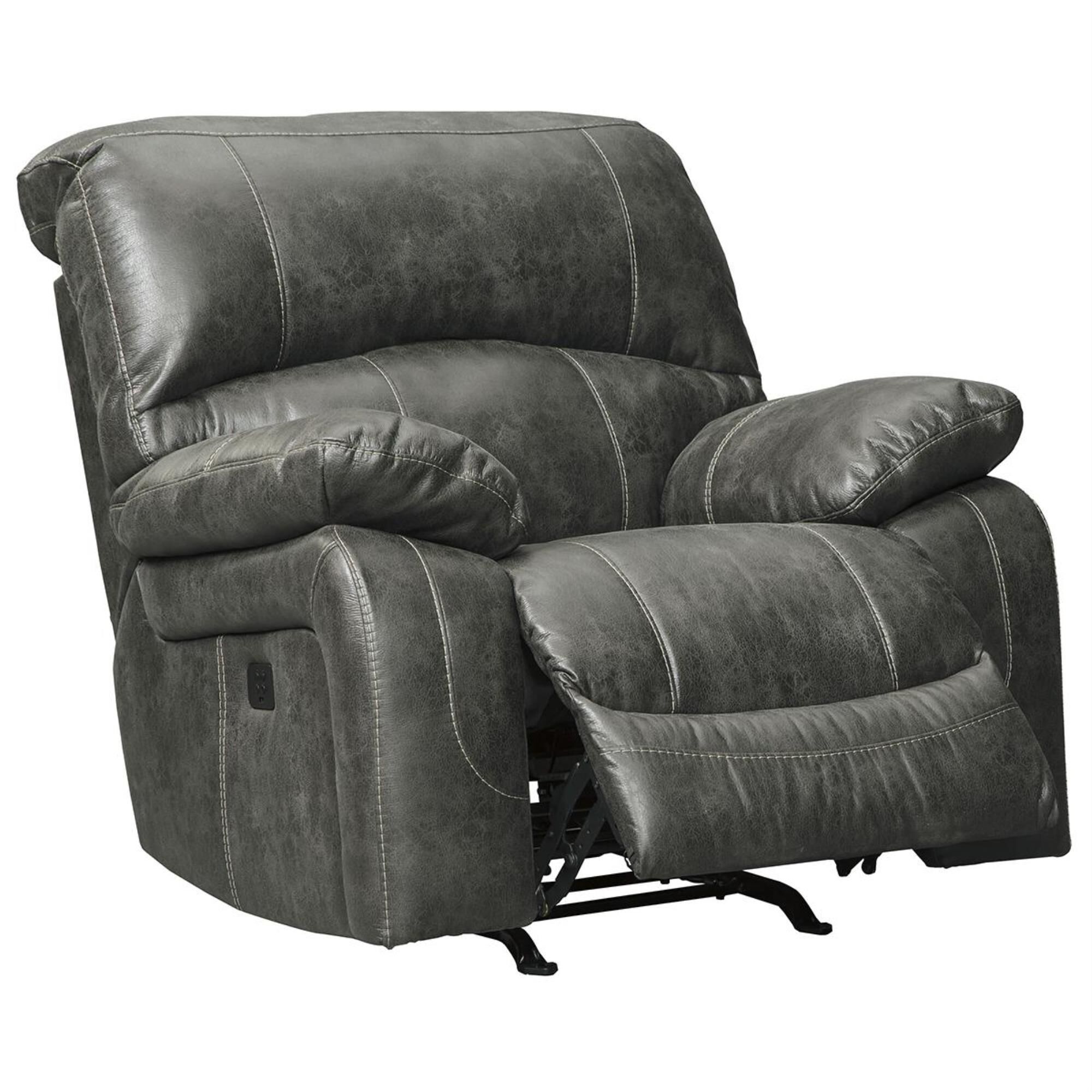 Signature Design by Ashley Dunwell Power Rocker Recliner with Adjustable Headrest in Steel, , large