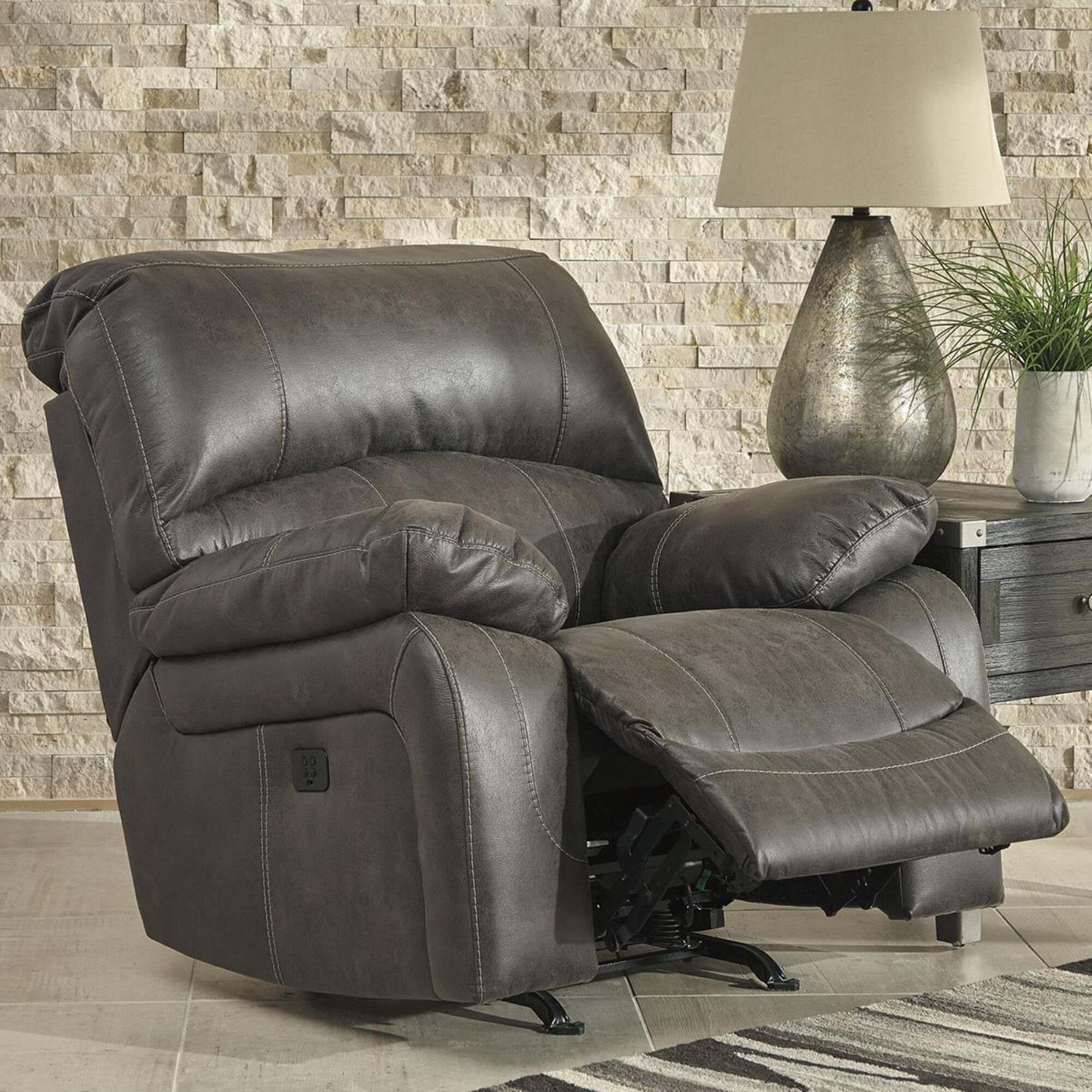 Signature Design by Ashley Dunwell Power Rocker Recliner with Adjustable Headrest in Steel, , large