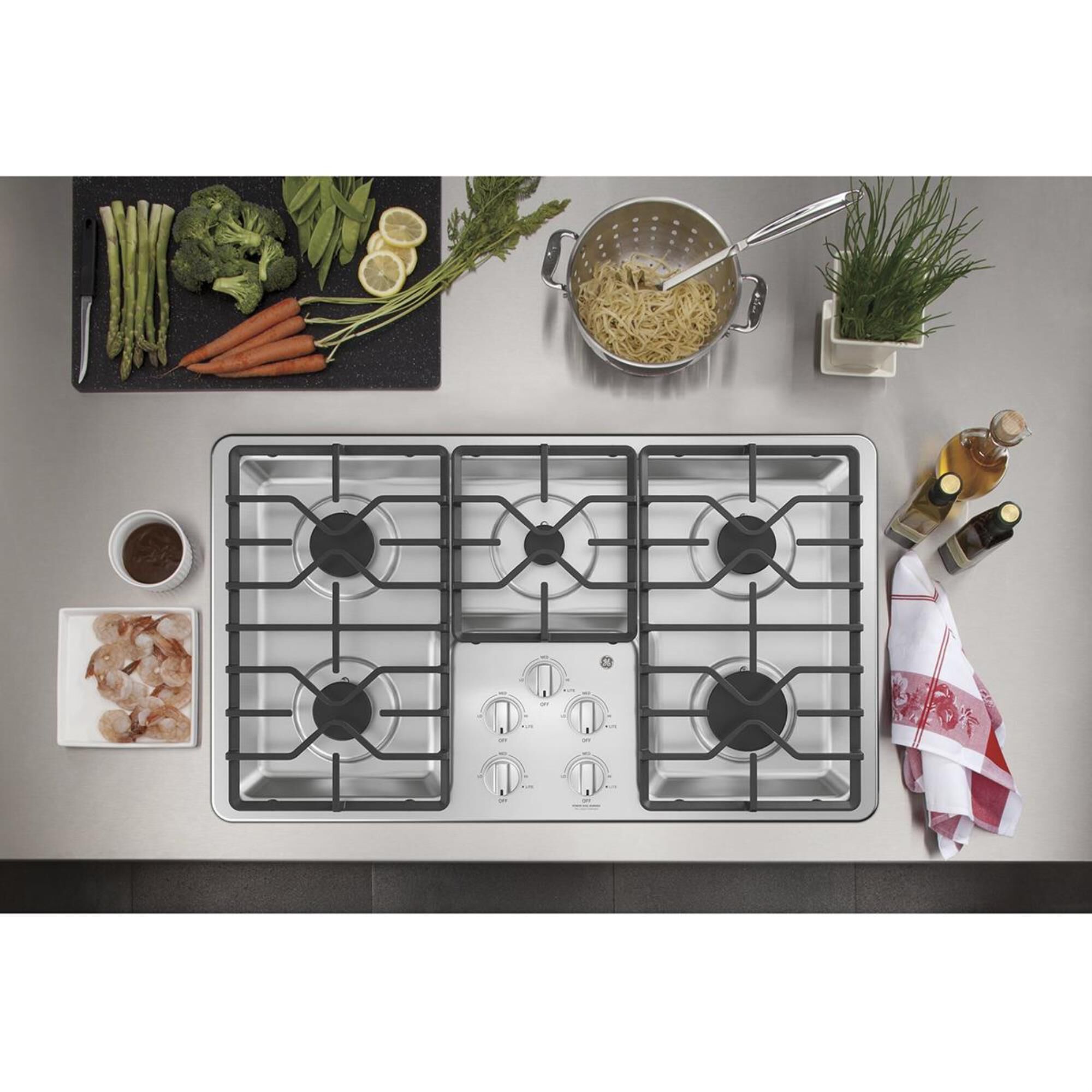 GE Appliances 36" Built-In Gas Cooktop in Stainless Steel, , large