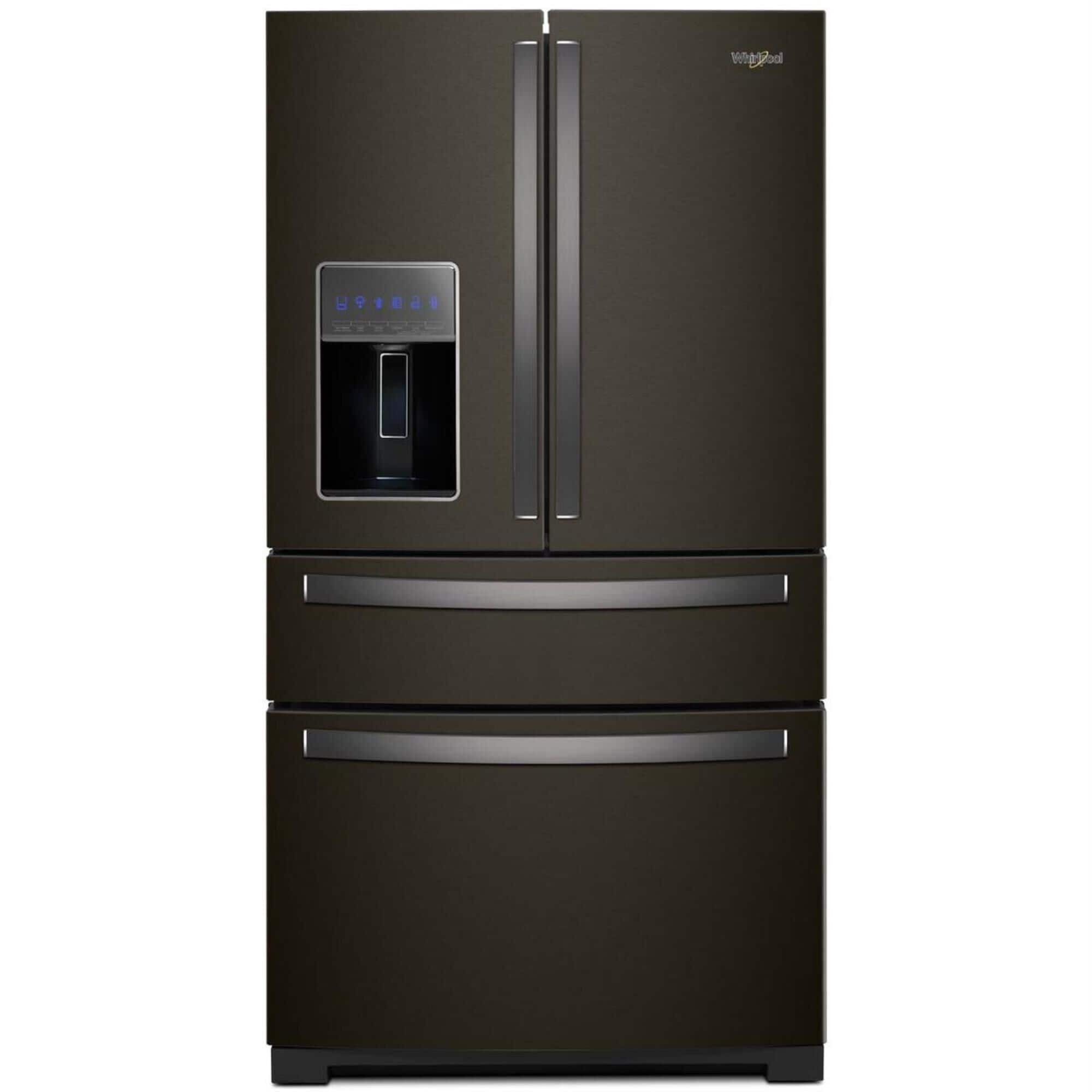 Whirlpool 26 Cu. Ft. 36" Wide 4-Door French Door Refrigerator with Exterior Drawer in Fingerprint Resistant Black Stainless, , large