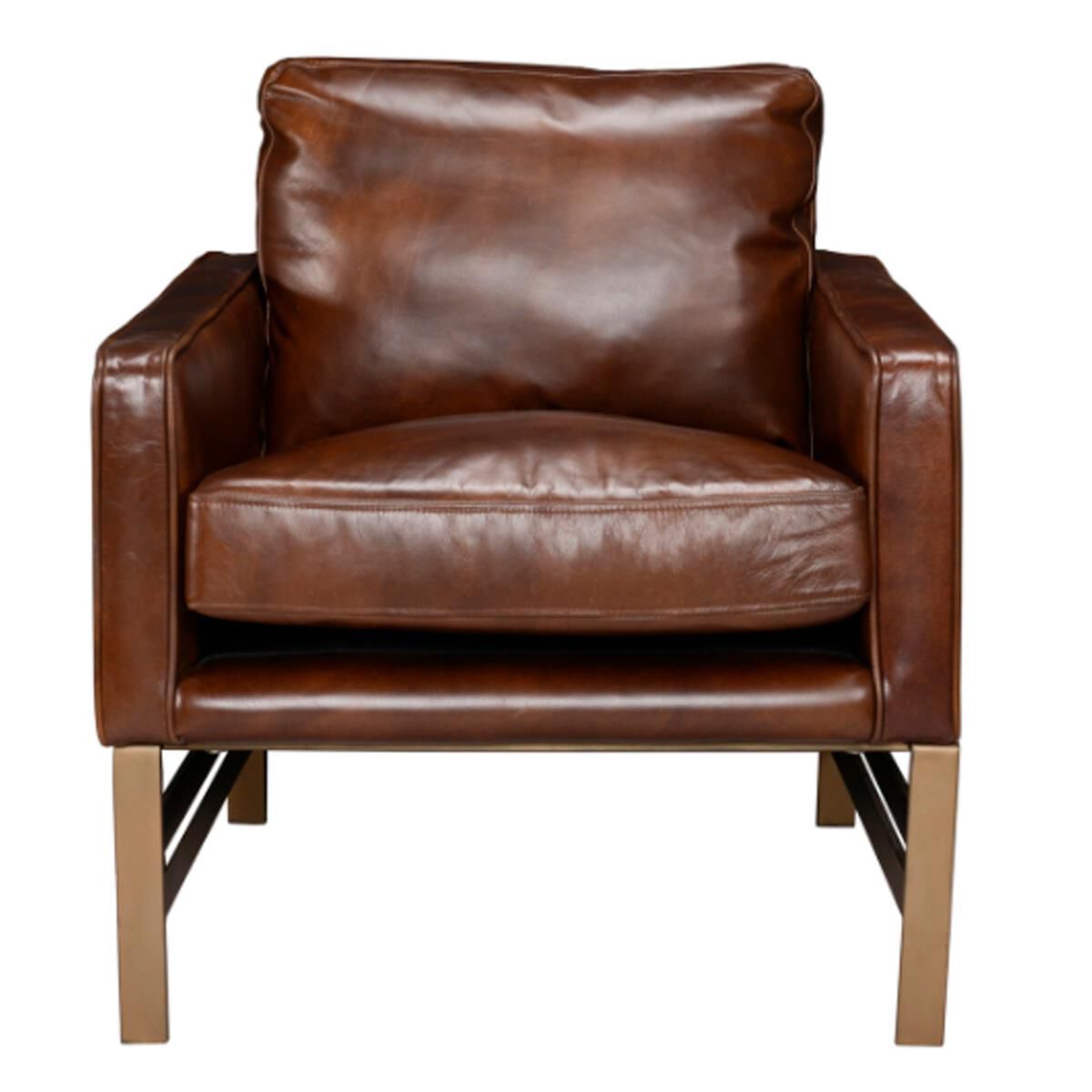 Classic Home Chazzie Leather Club Chair in Dusty Brown Leather, , large