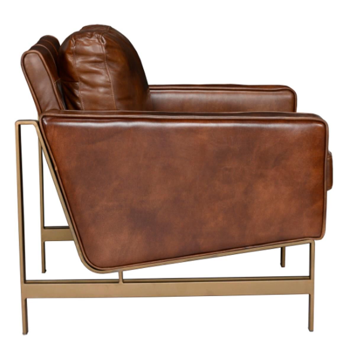 Classic Home Chazzie Leather Club Chair in Dusty Brown Leather, , large