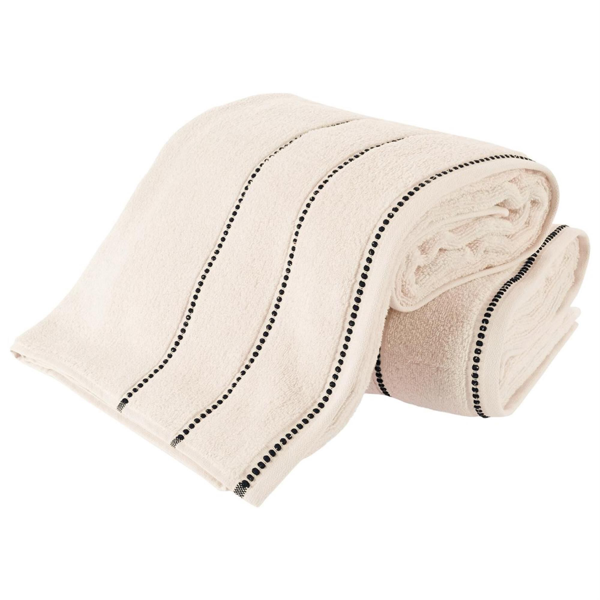 Timberlake Lavish Home Zero Twist 2-Piece Towel Set in Bone and Black, , large