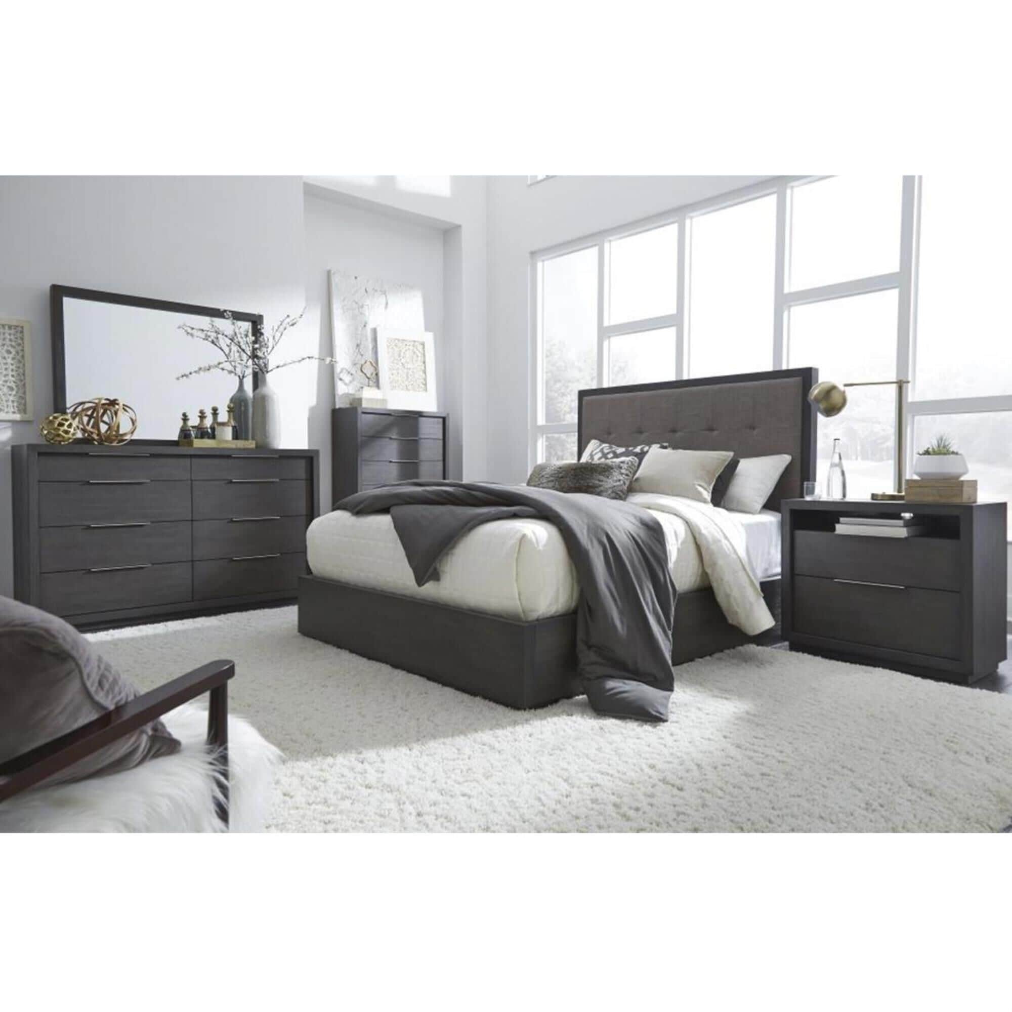 Living Essentials Oxford 4-Piece King Bedroom Set in Basalt Gray, , large