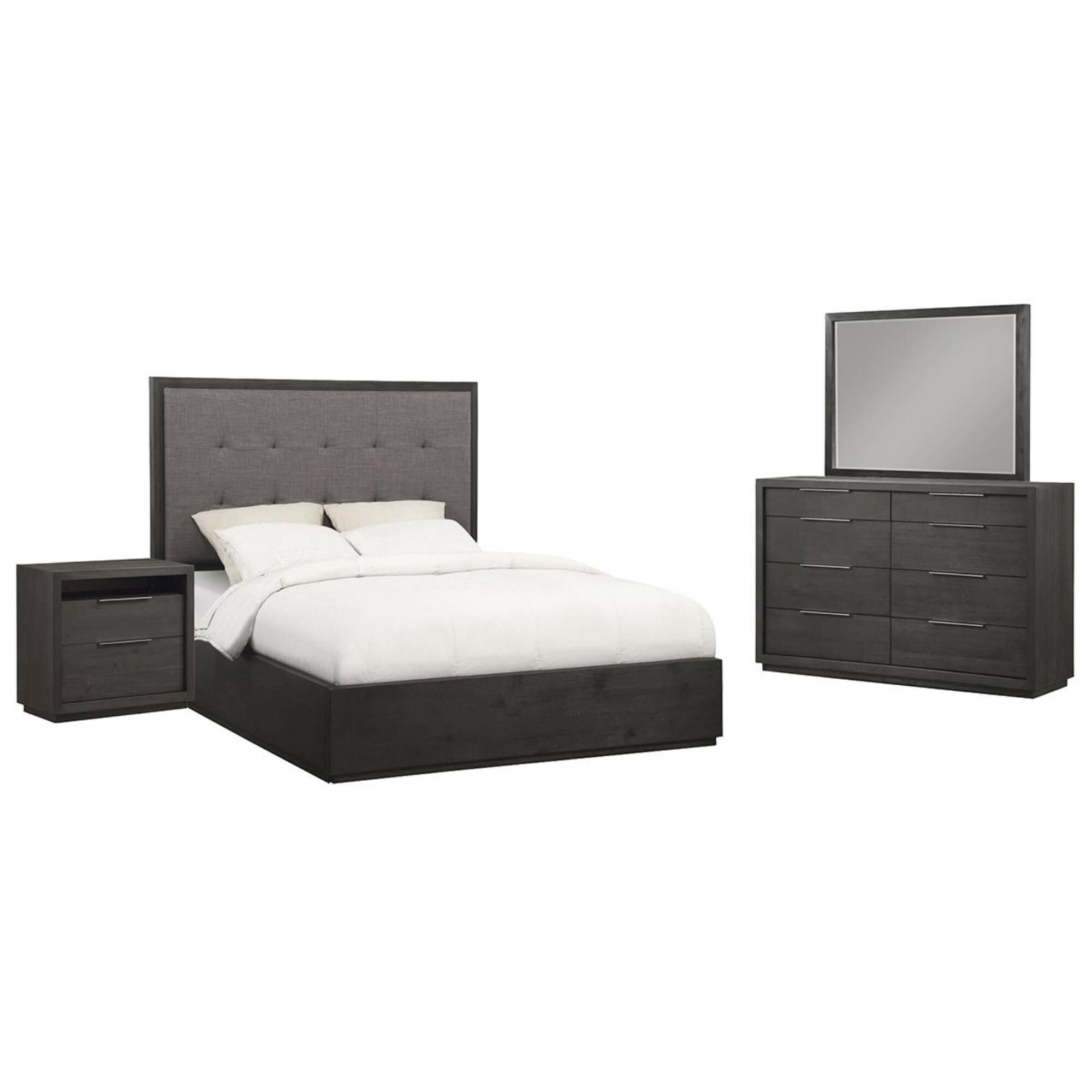Living Essentials Oxford 4-Piece King Bedroom Set in Basalt Gray, , large