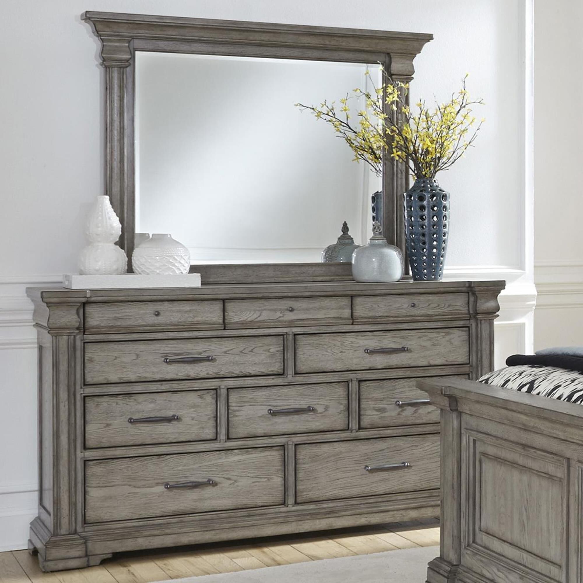 Chapel Hill Madison Ridge 10 Drawer Dresser and Mirror in Bluff Gray, , large