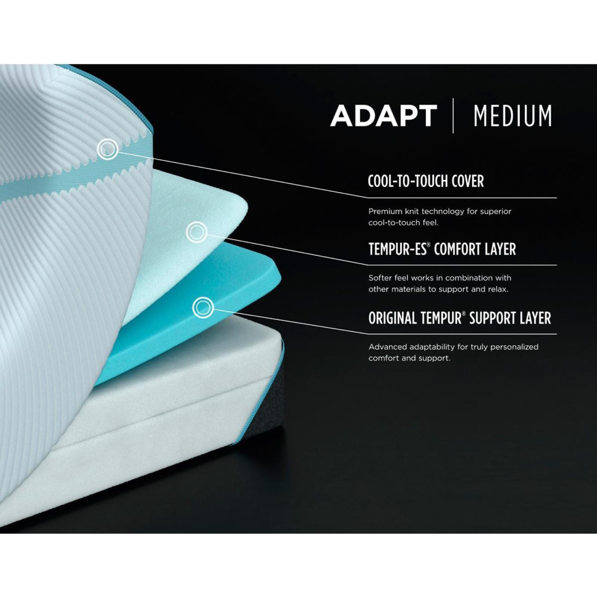 Tempur-Pedic TEMPUR-ADAPT Medium Split California King Mattress with High Profile Box Spring, , large