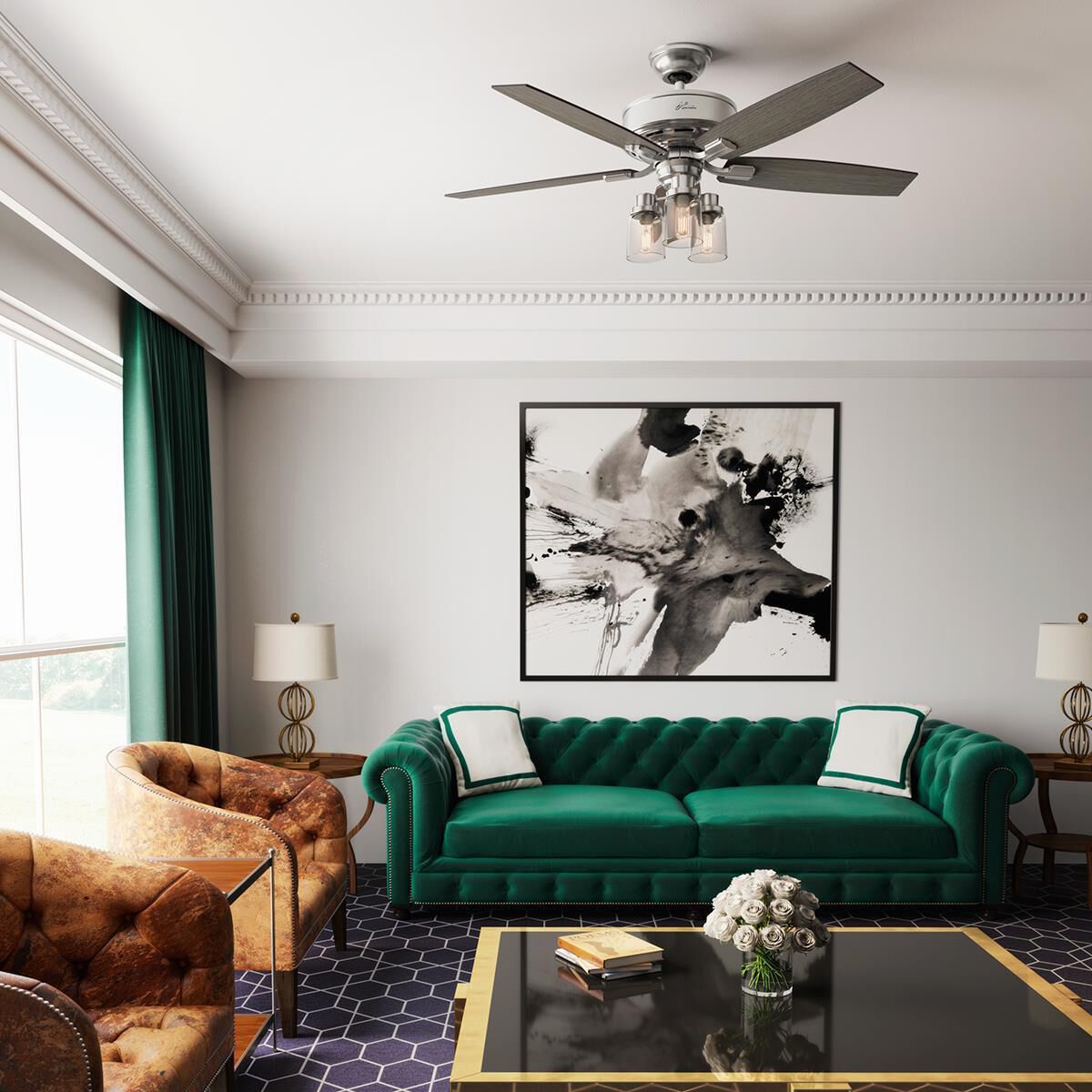 Hunter Bennett 52" Ceiling Fan in Brushed Nickel, , large