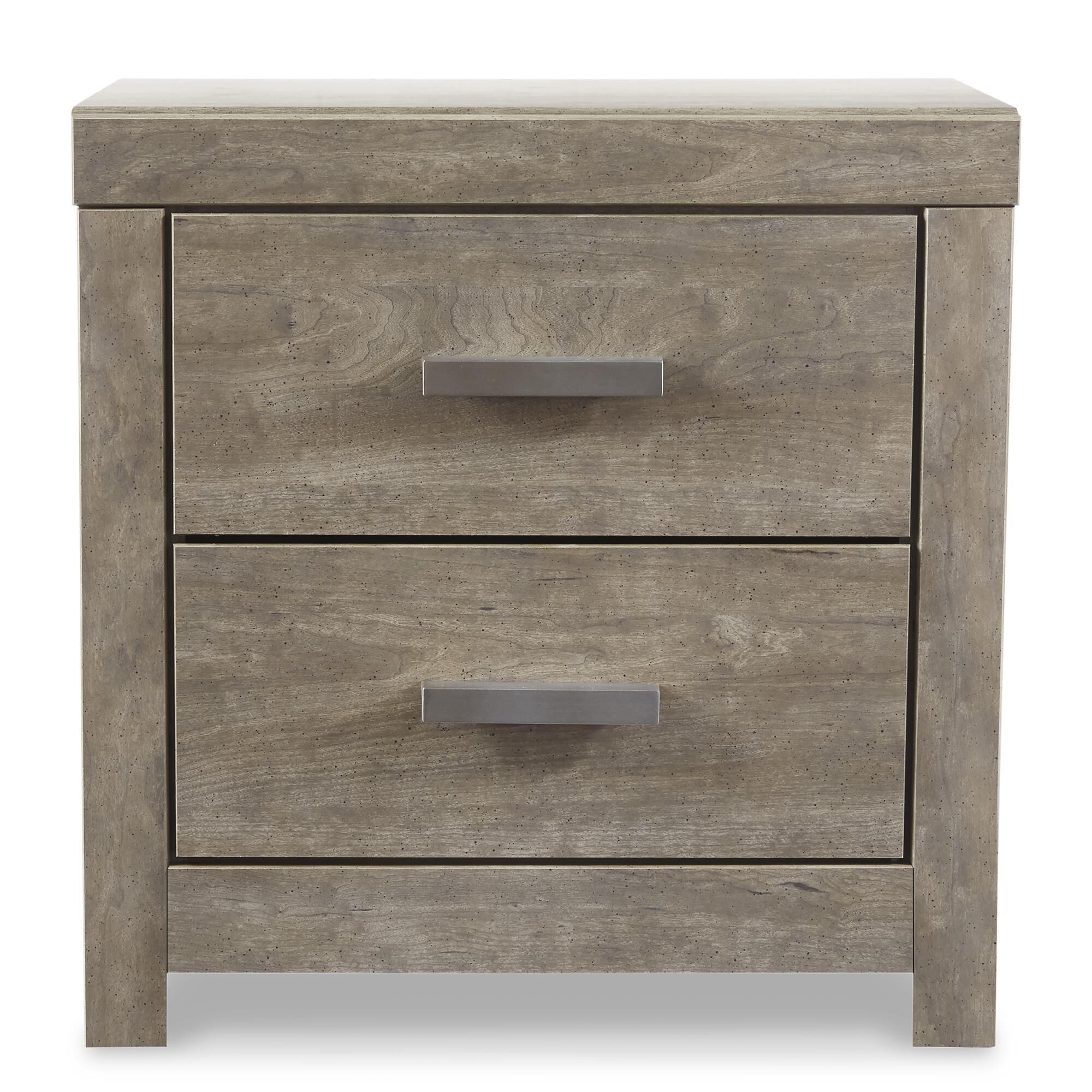 Ashley Culverbach 2 Drawer Nightstand in Driftwood Gray with USB Ports