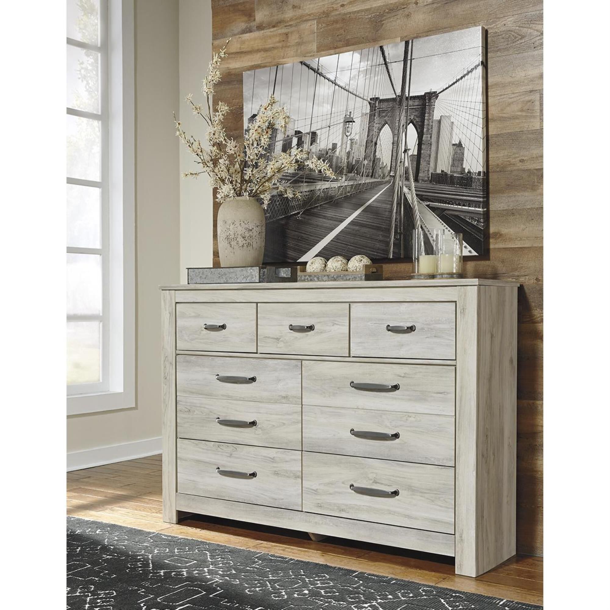 Signature Design by Ashley Bellaby 7 Drawer Dresser in Whitewash, , large