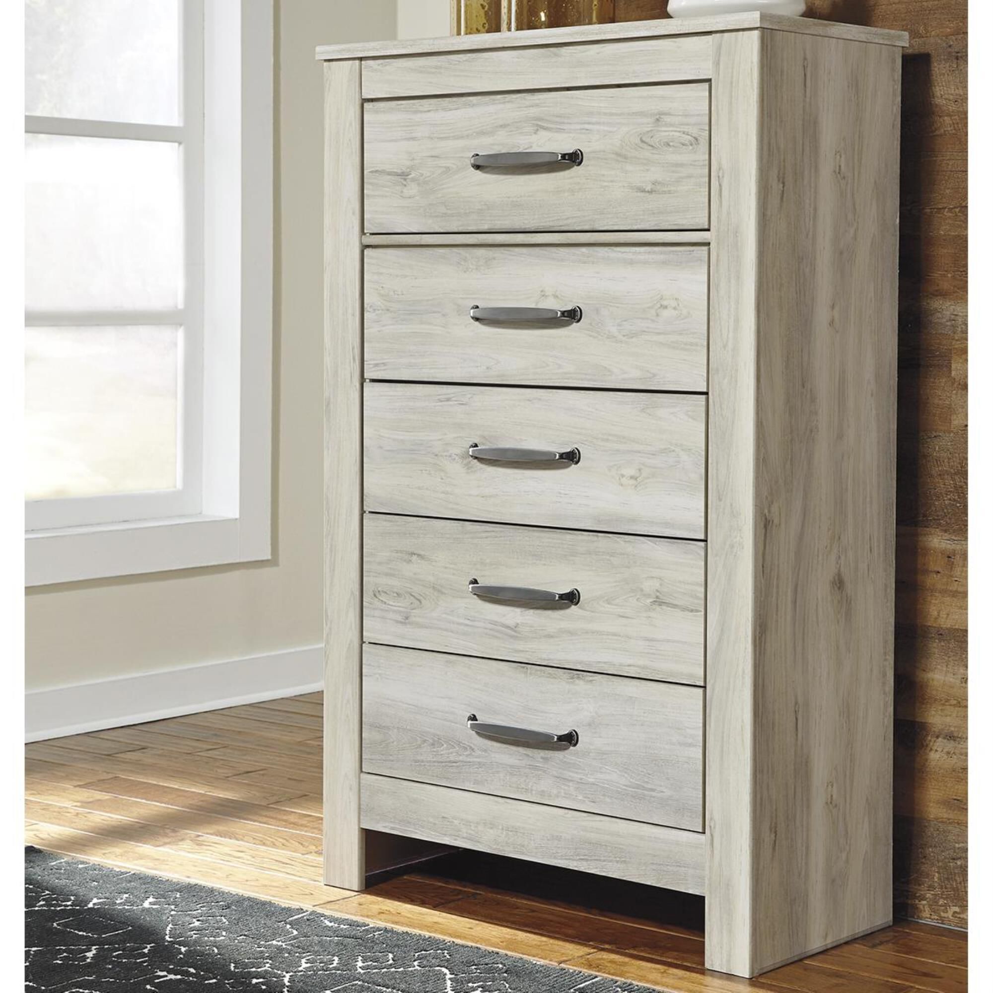 Signature Design by Ashley Bellaby 5 Drawer Chest in Whitewash, , large