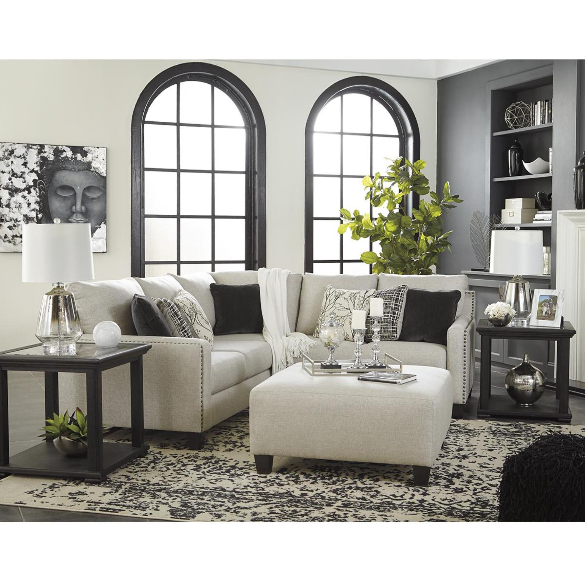 Signature Design by Ashley Hallenberg 2-Piece Left Facing L-Shaped Sectional in Gray, , large