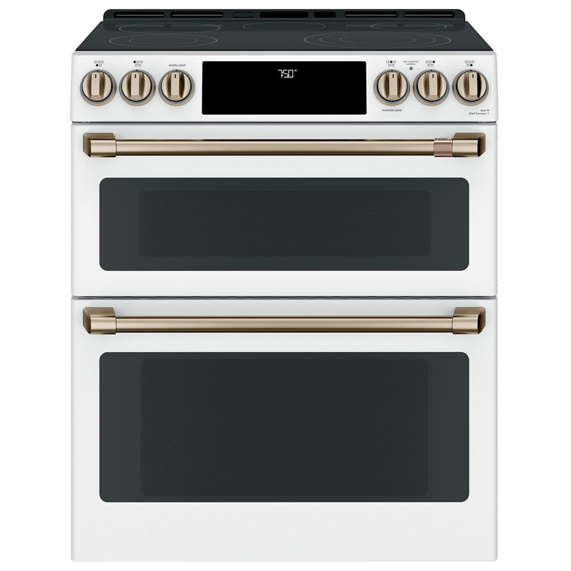 Cafe 30" Slide-In Double Oven Electric Range in Matte White, , large