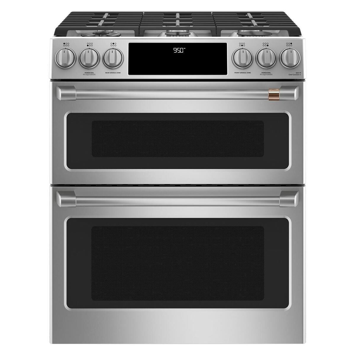 Cafe 30" Slide-In Front Control Dual-Fuel Double Oven with Convection Range in Stainless Steel, , large