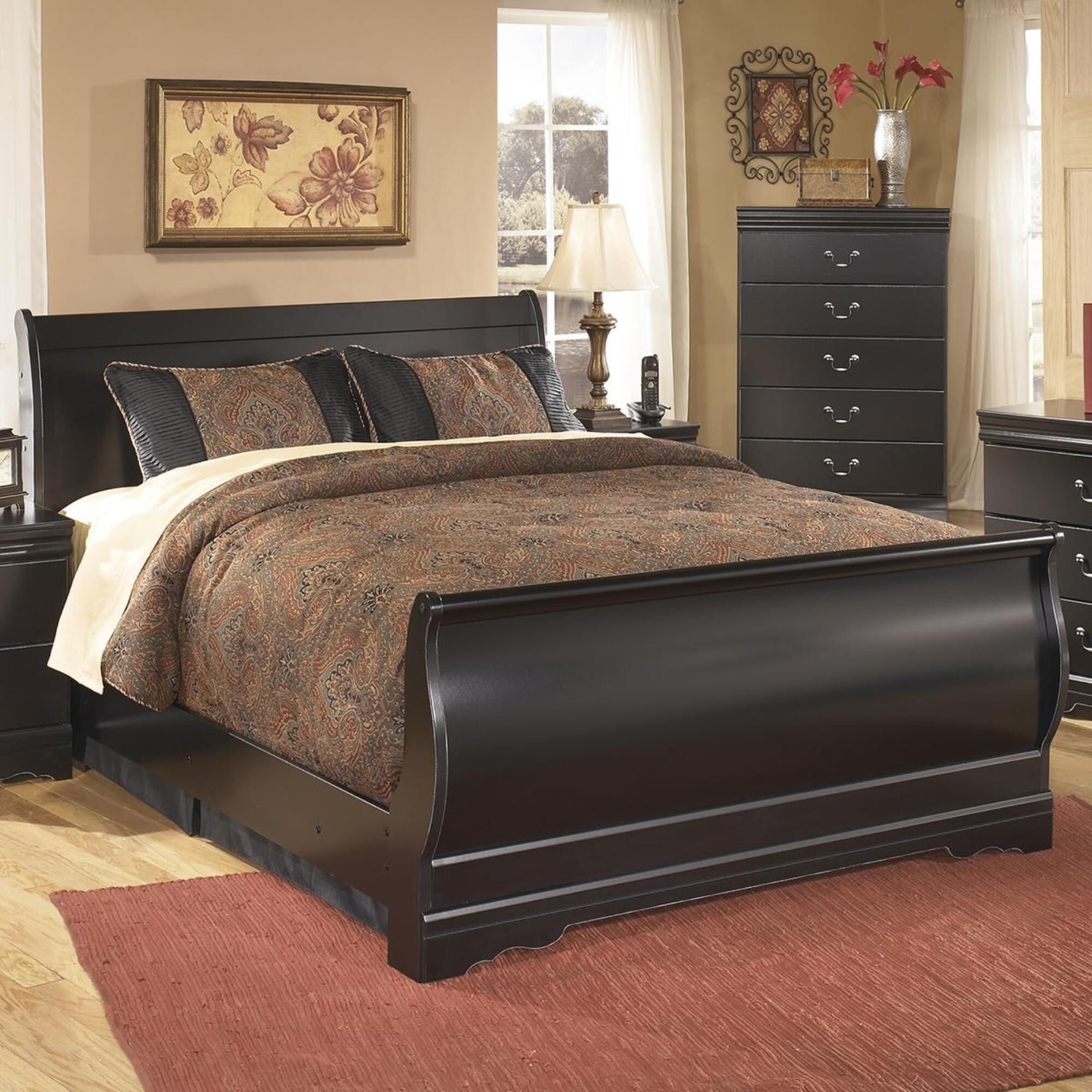 Signature Design by Ashley Huey Vineyard Kids Full Sleigh Bed in Black, , large