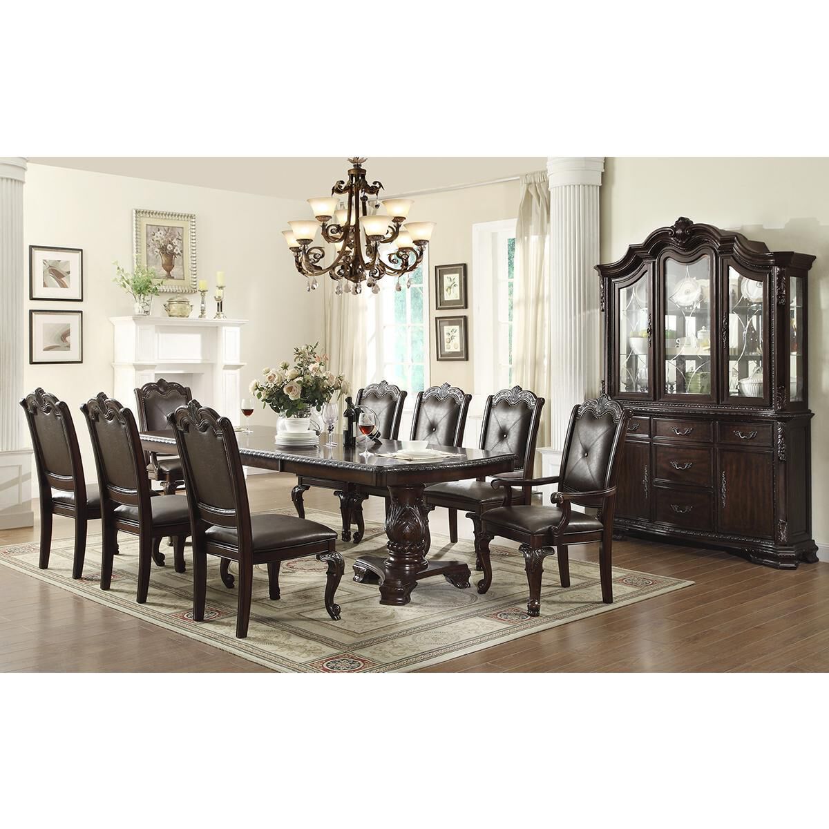 Claremont Kiera 7-Piece Double Pedestal Dining Set in Rich Brown, , large