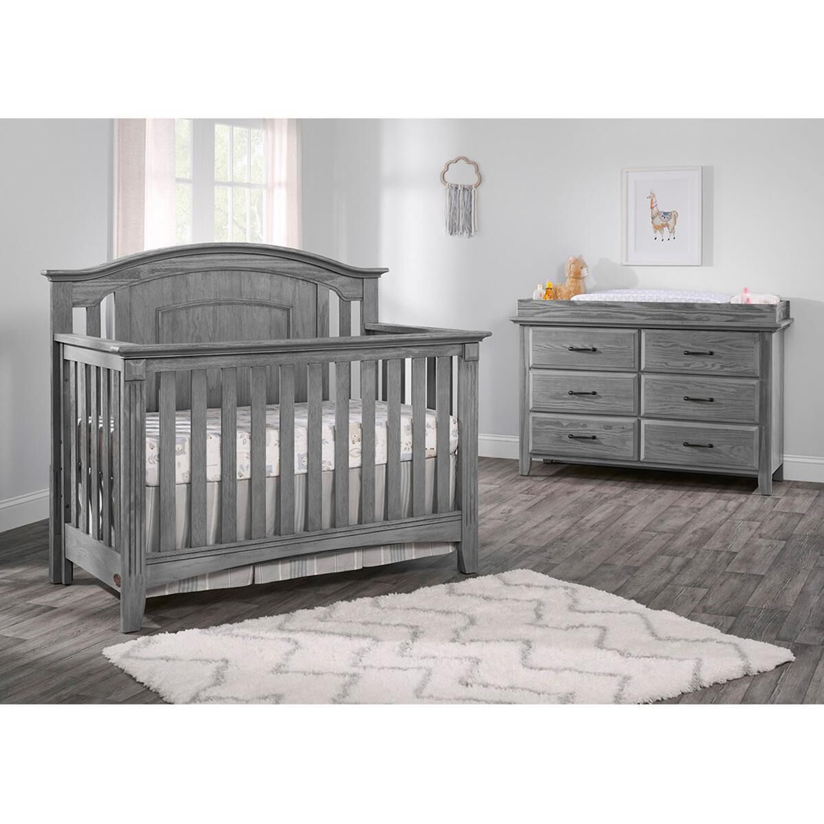 Oxford Baby Willowbrook 4-In-1 Convertible Crib in Graphite Gray, , large