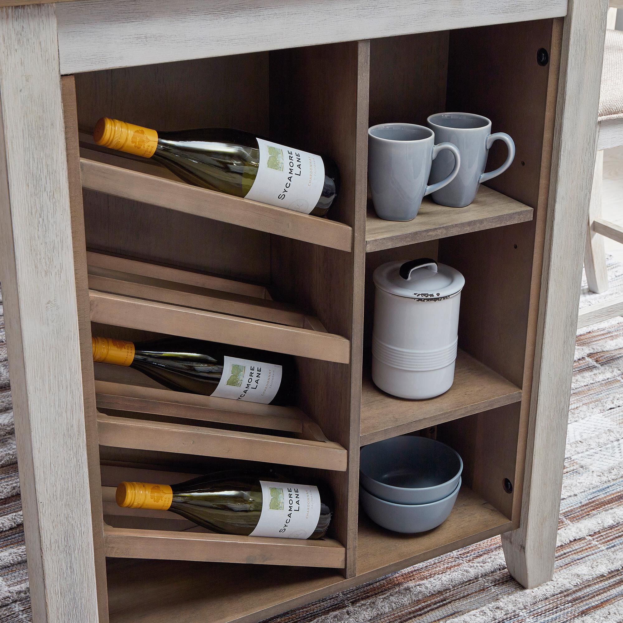 Signature Design by Ashley Skempton Counter Table with Storage in White and Light Brown - Table Only, , large