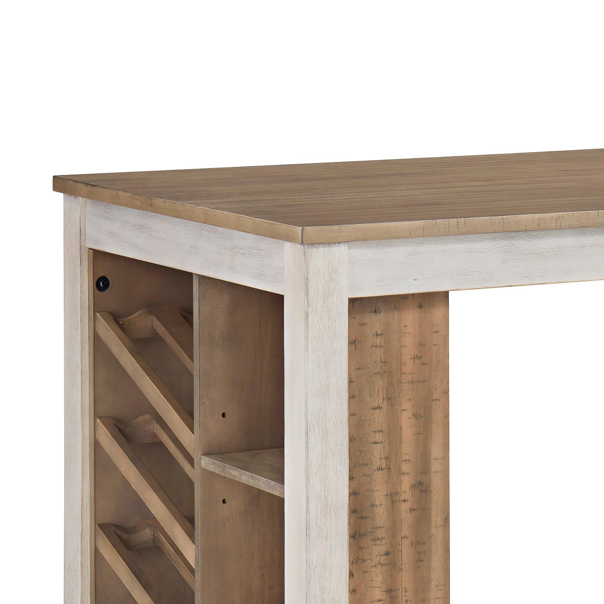 Signature Design by Ashley Skempton Counter Table with Storage in White and Light Brown - Table Only, , large